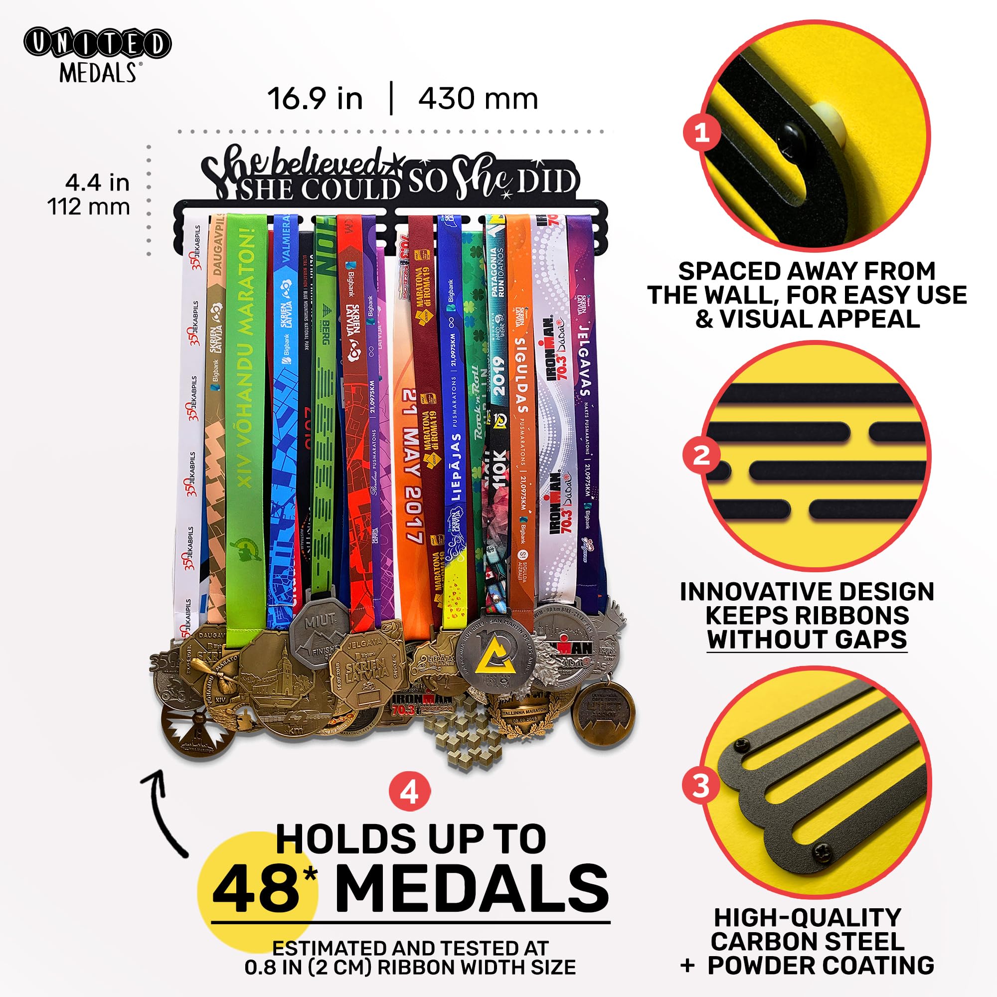 Beast Mode Medal Holder - Heavy Duty Steel Medal Hanger Display Rack for Awards, Medals & Ribbons - Perfect for Sports Trophies, Military Medals & Competition Awards Display