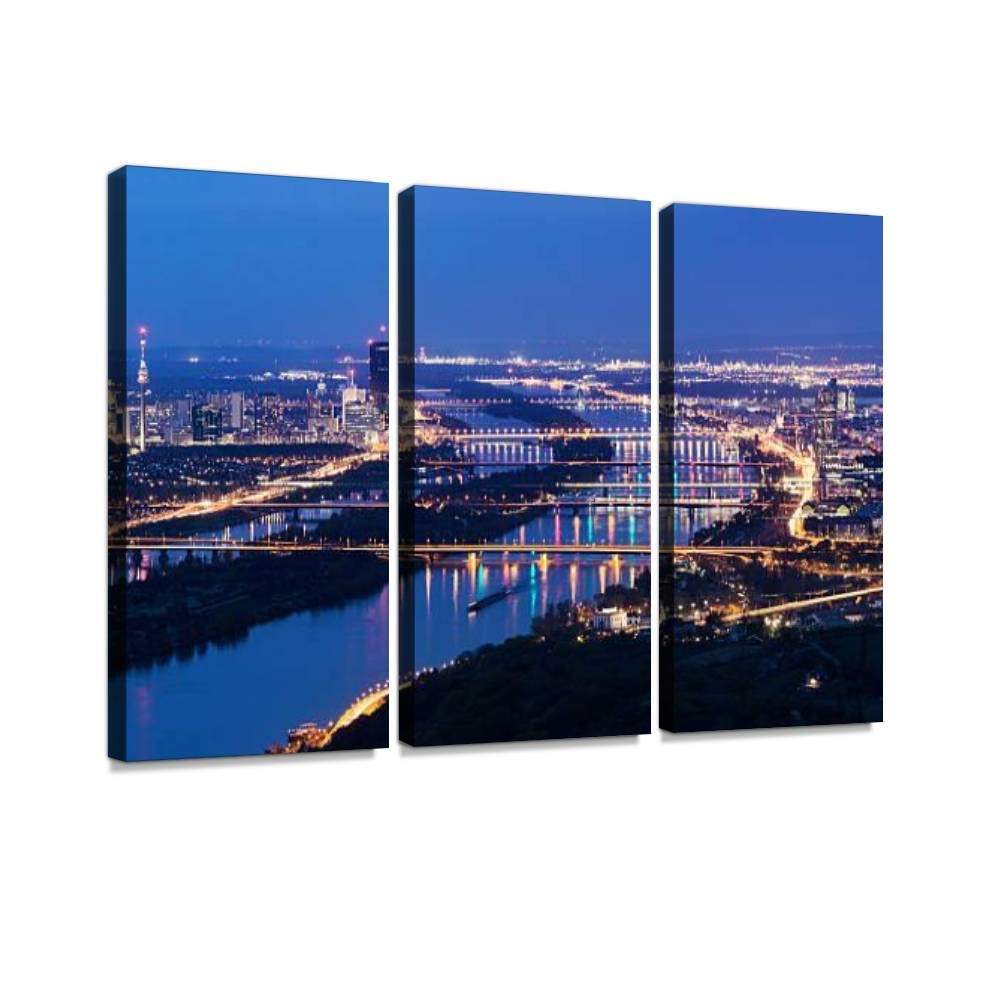Vienna Skyline Canvas Wall Art - 3 Panels for Living Room & Bedroom Decor