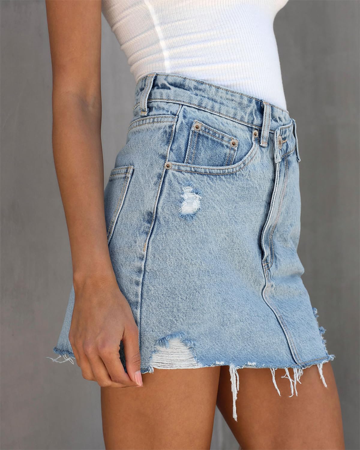 Angerella Women's Denim Mini Cargo Skirt - Mid Rise Button Up Bodycon Jean Skirt | Y2K Trendy Summer Casual Skirt for Streetwear, Clubbing & Daily Outfits