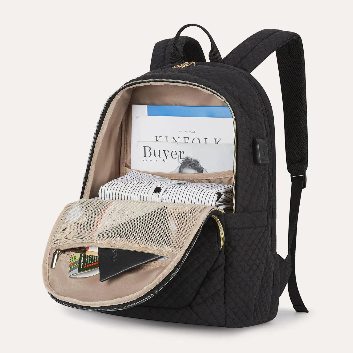 Bonchemin 15.6 Inch Laptop Backpack for Men & Women - Waterproof Travel Backpack with USB Charging Port - Perfect for Business, College, Commuting & Airplane Carry-On