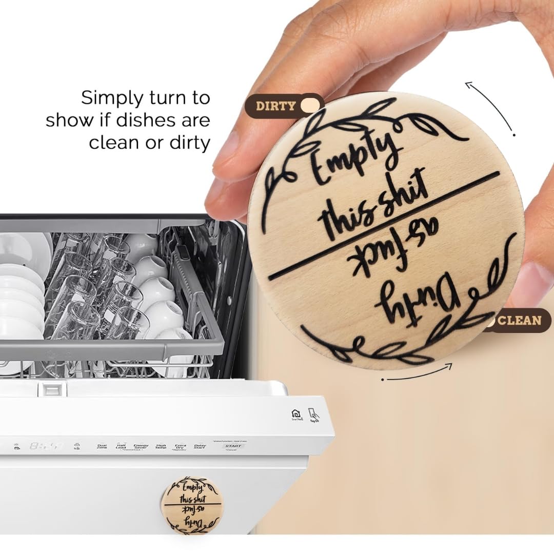 Funny Dishwasher Magnet Clean Dirty Sign - Kitchen Organization & Storage Essential - First Apartment & New Home Must Have - Farmhouse Kitchen Decor - Perfect for Apartments, Dorms & Housewarming Gifts