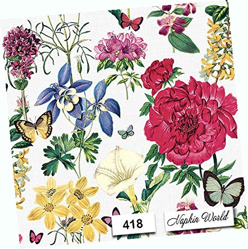Elegant Floral Mixed Paper Napkins - Decorative Luncheon & Party Napkins 6.5