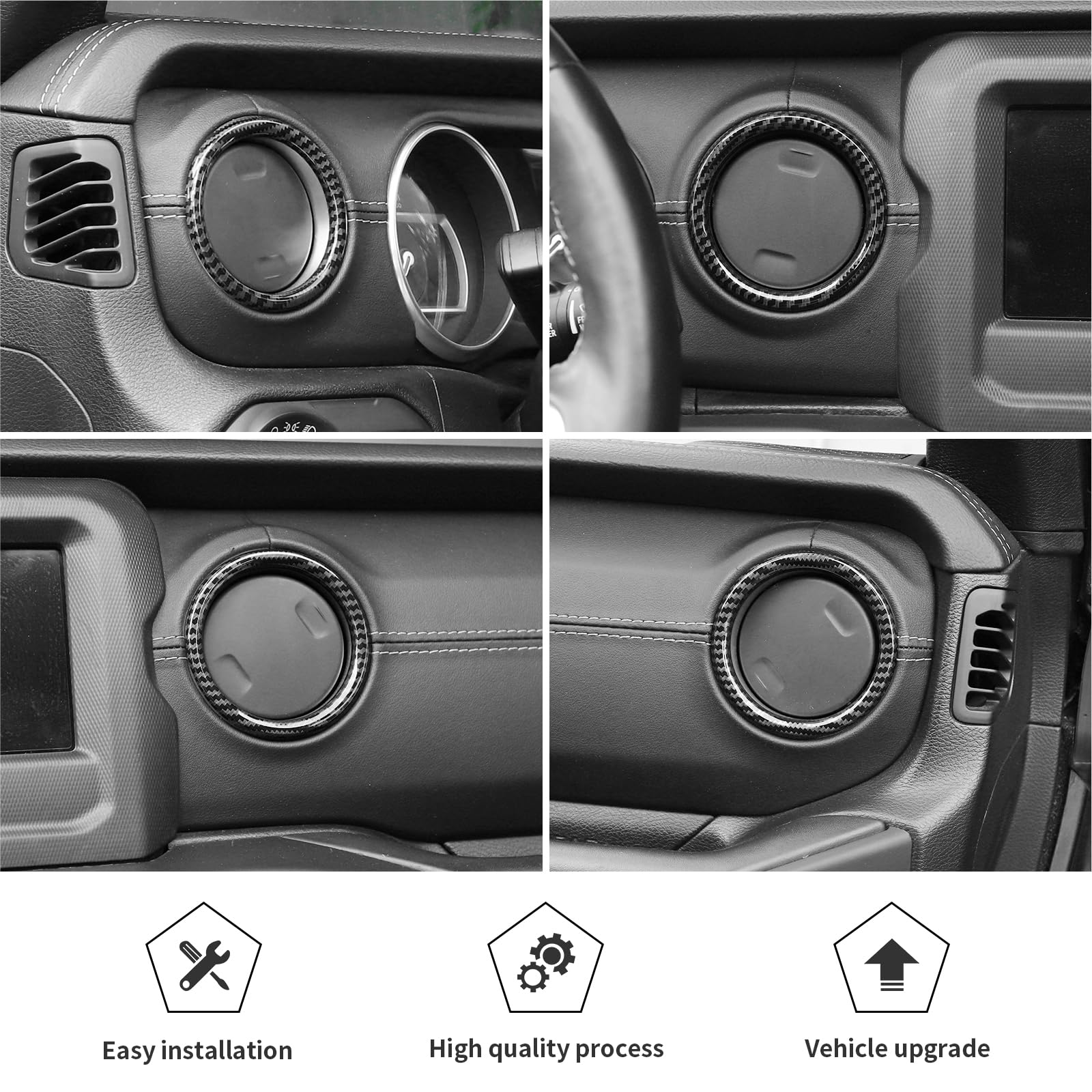 Jeep JL Dash Air Vent Outlet Bezel Trim - Carbon Fiber Ventilation Grille for 2018-2023 Jeep Wrangler JL/JLU & Gladiator JT - Interior Accessories for Enhanced Cooling & Style