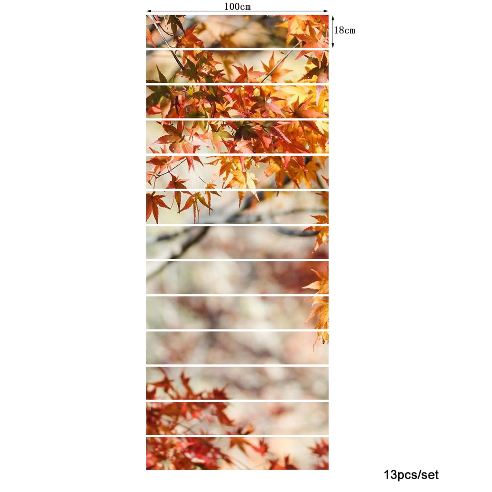 3D Self-Adhesive Removable Stair Stickers - Autumn Forest Maple Leaves Design, Orange Yellow Vinyl Decals for Stairs, Kitchen Tiles & Walls (13-Piece Set) | Perfect for Home Decor, Seasonal Decorations & DIY Interior Design