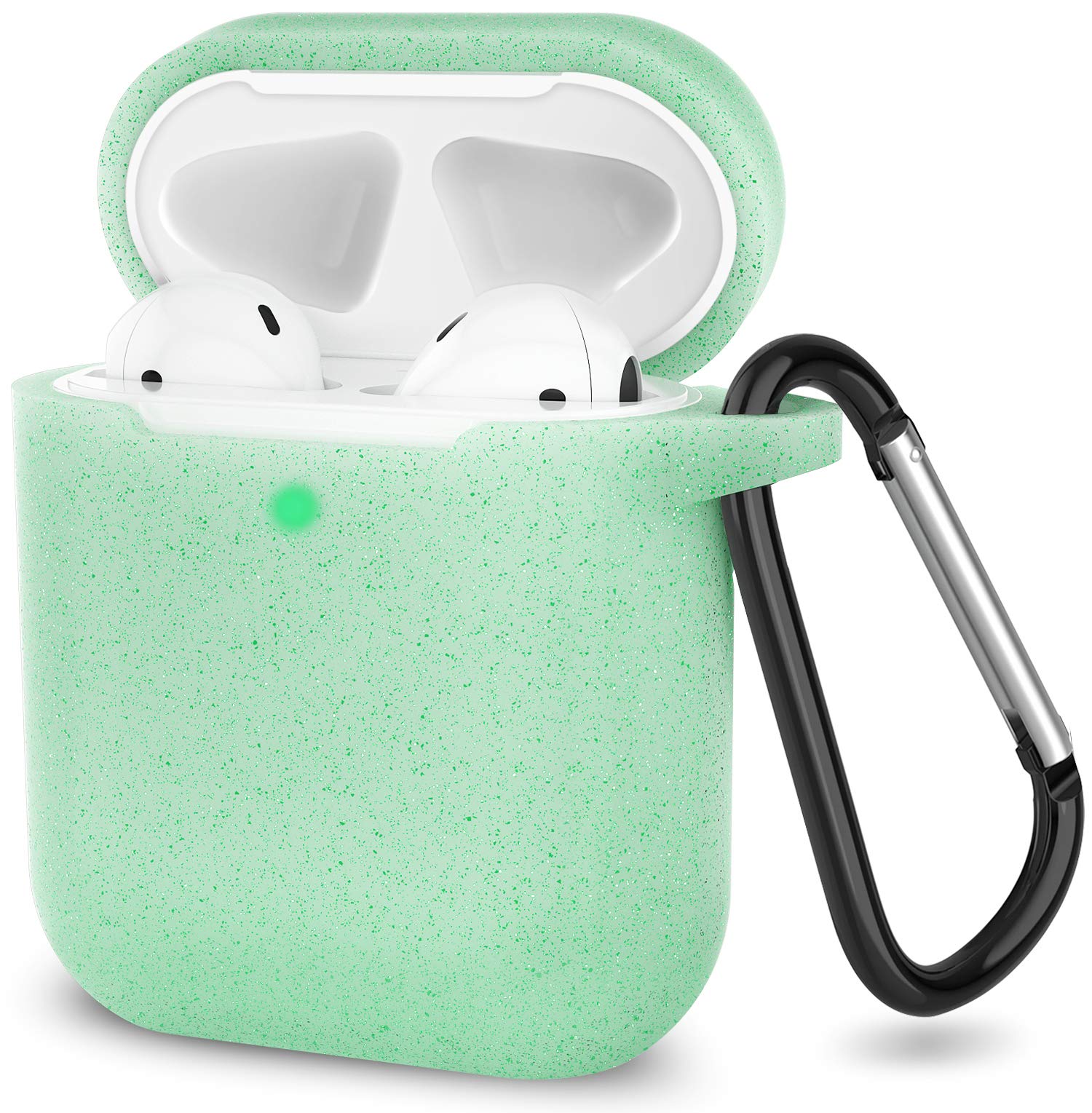 SATLITOG Glitter Purple Silicone Case for Apple AirPods 1 & 2 - Wireless & Wired Charging Compatible with Visible LED Light | Protective Cover for Gym, Travel & Daily Use