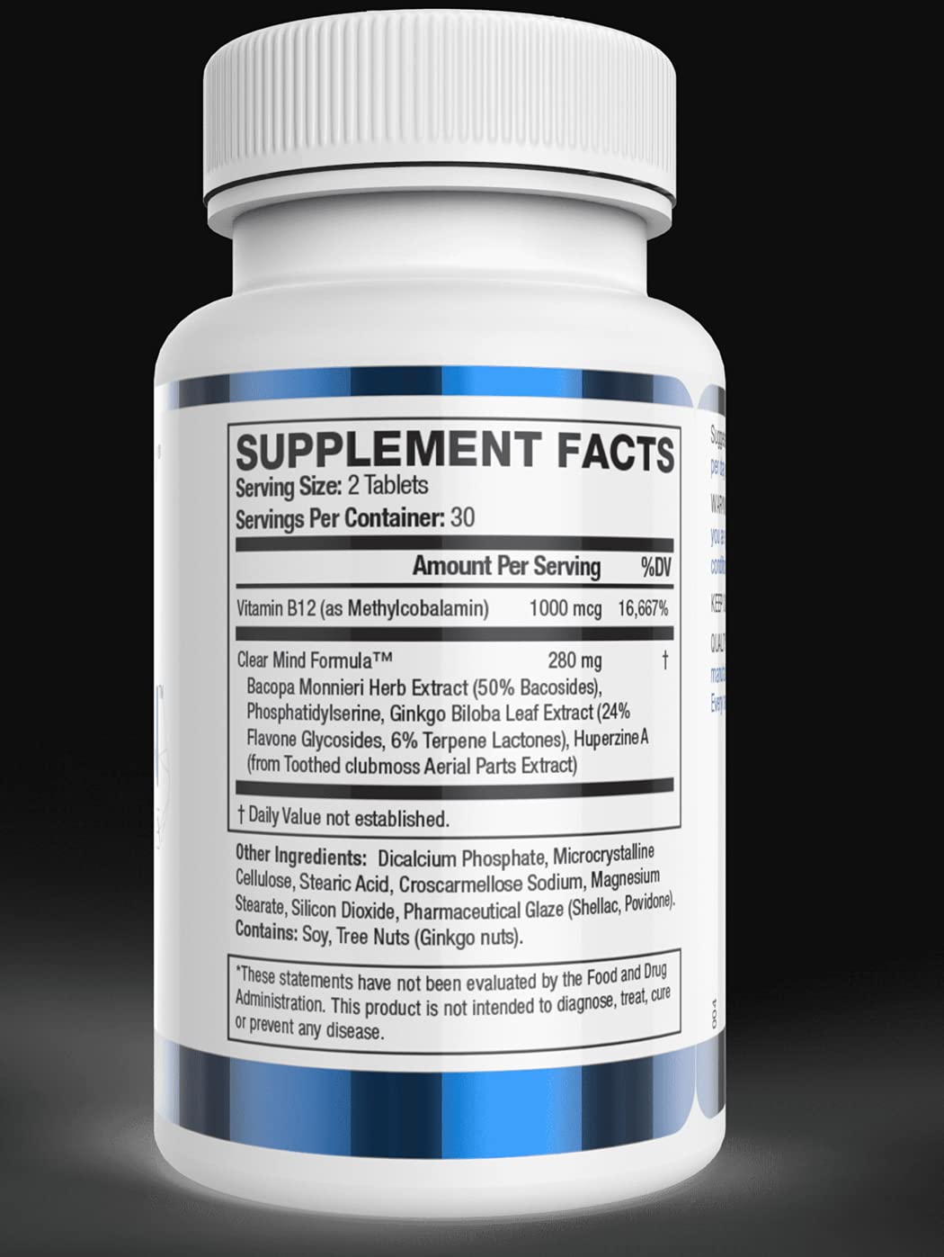 Youthful Brain Memory & Focus Supplement - 4 Bottle Bundle (240 Count) with Bacopa Monnieri, Ginkgo Biloba & Vitamin B12 - Brain Health Support for Adults - 120-Day Supply - Enhance Concentration for Work, Study & Daily Tasks