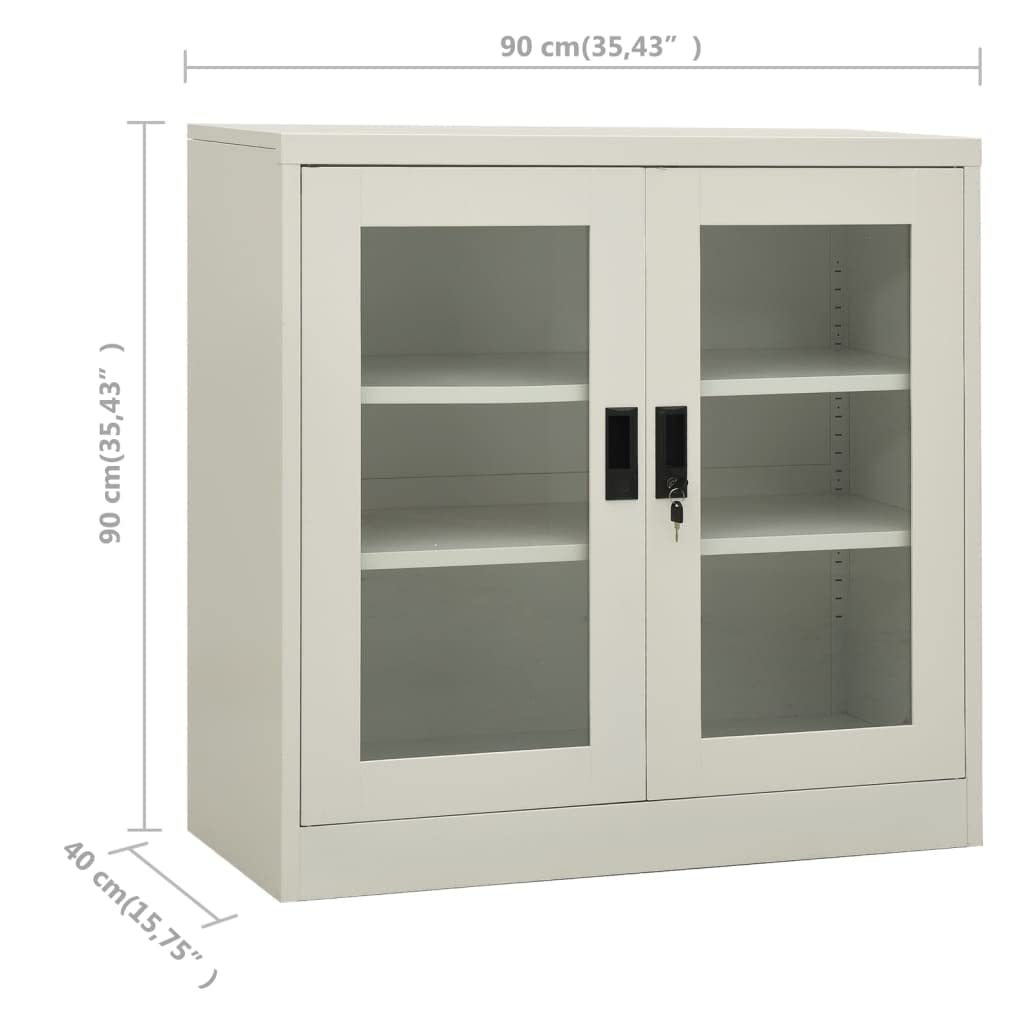 Scandinavian Style Steel Filing Cabinet with Tempered Glass Doors - 35.4