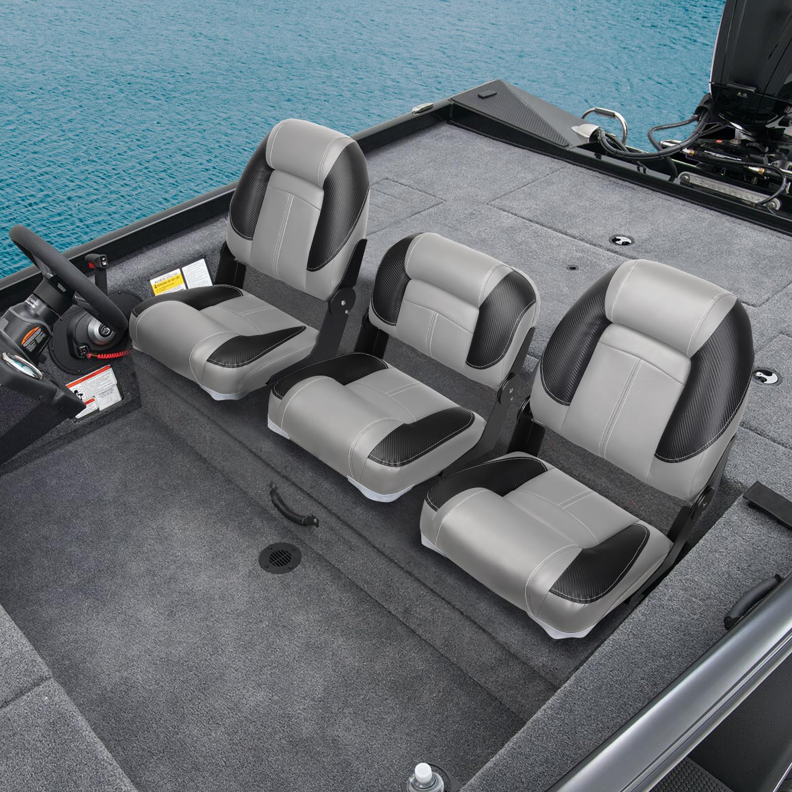 Leader Accessories Bass Boat Seats - Premium Folding Fishing Boat Seats for Comfort & Durability | Perfect for Bass Fishing, Pontoon Boats & Marine Use