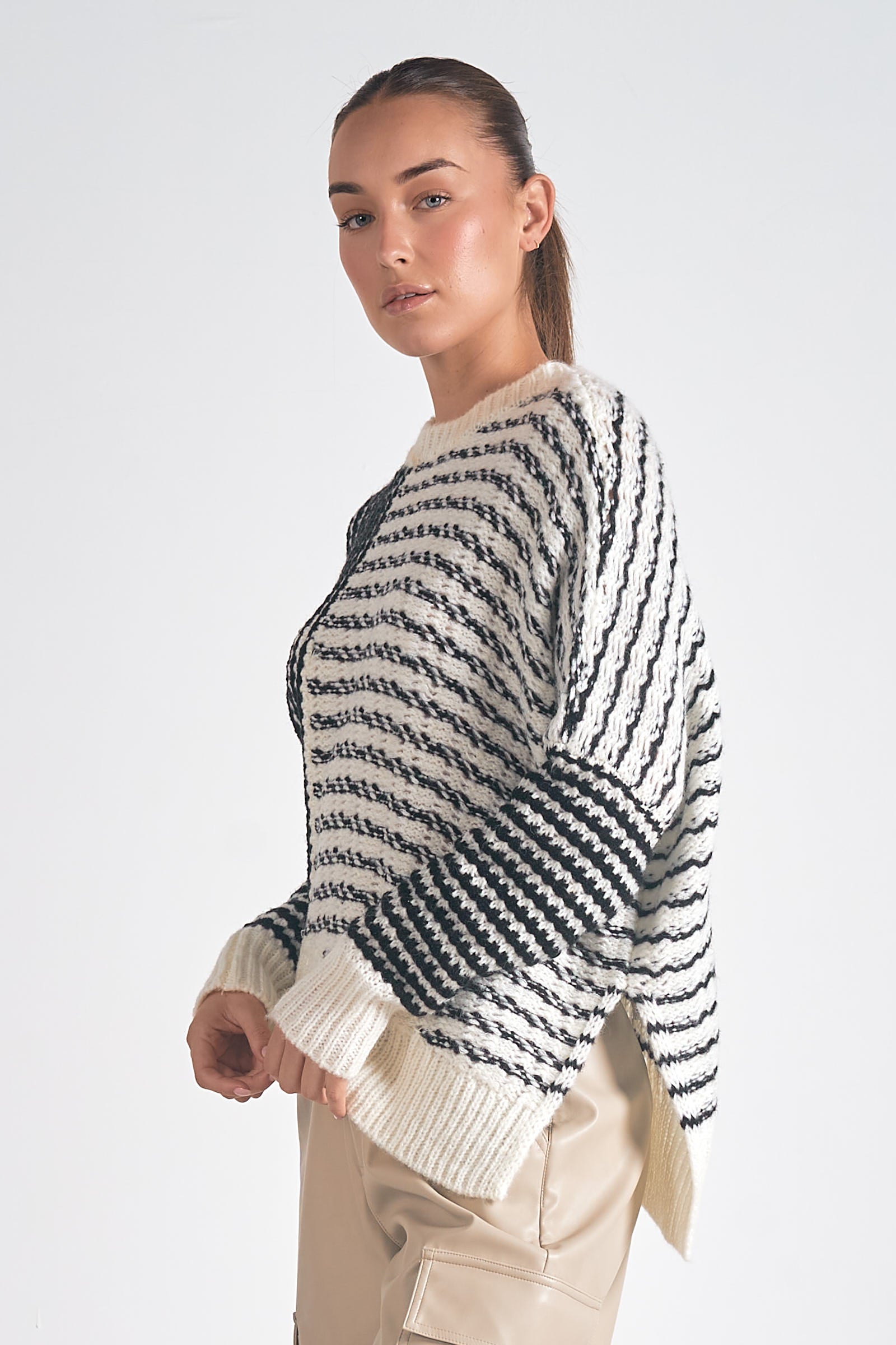Mara Striped Sweater for Women - Soft Knit Pullover with Long Sleeves - Cozy Winter Casual Wear for Office, Date Night & Holiday Outfits