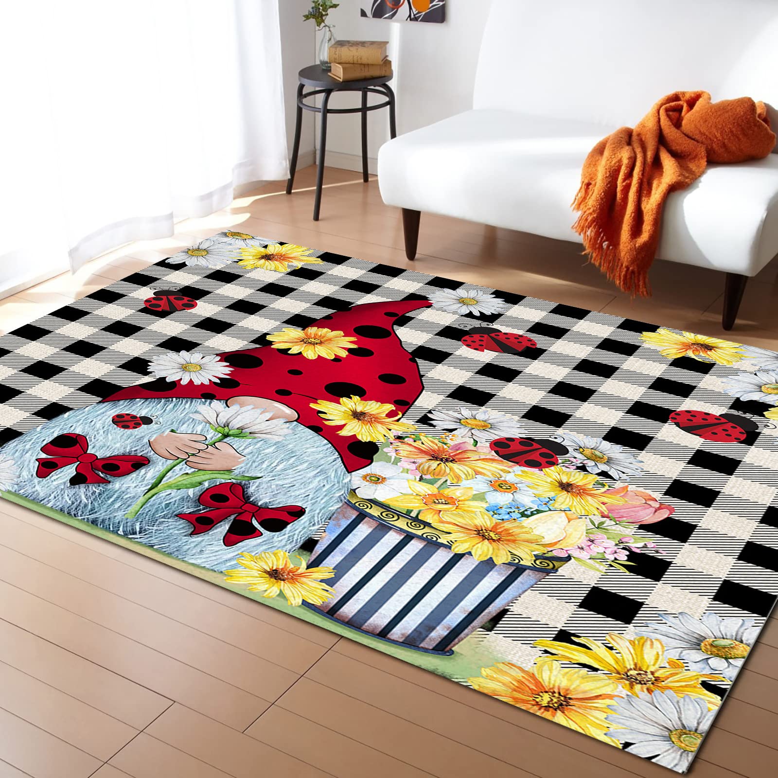 Sunflower Gnome Area Runner Rug 2'7