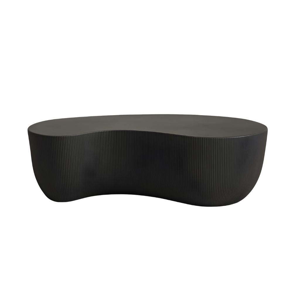 Premium Rocco 48-Inch Black Indoor Outdoor Coffee Table - Durable Weather-Resistant for Patio, Living Room & Garden Decor