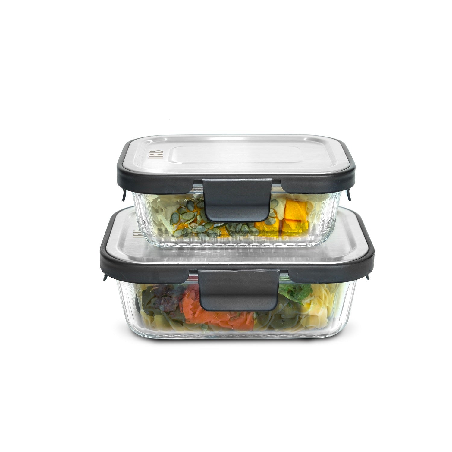Premium Grey Insulated Lunch Bag with 0.37L + 0.64L Glass Containers - Leakproof Bento Box for Office, School & Picnic - Eco-Friendly Meal Prep Solution