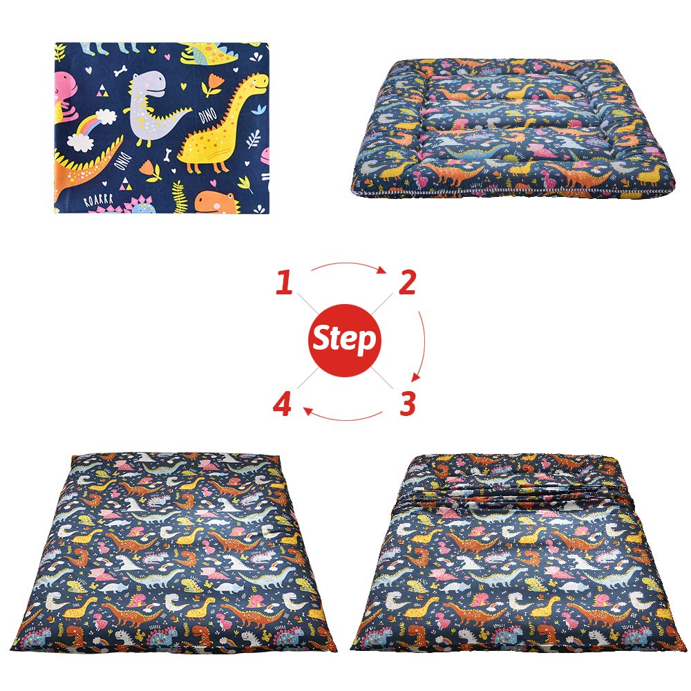 MAXYOYO Japanese Floor Futon Mattress with Dinosaur Design - Comfortable Tatami Sleeping Mat for Kids & Adults - Perfect for Bedroom, Guest Room, and Camping