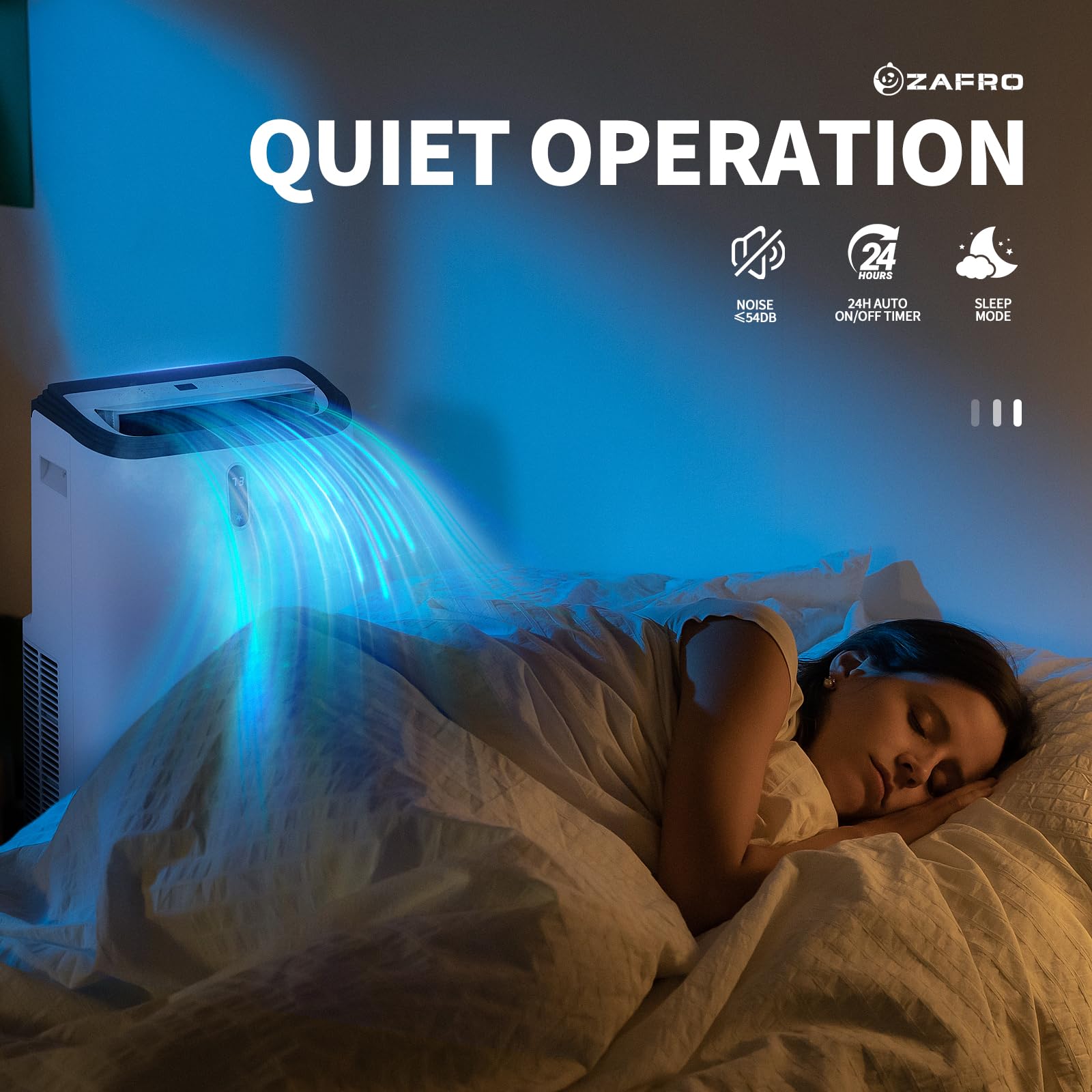 ZAFRO 12000 BTU Portable Air Conditioner - Powerful Cooling for Rooms Up to 550 Sq.Ft | Energy Efficient, Quiet Operation | Perfect for Bedrooms, Living Rooms & Home Offices