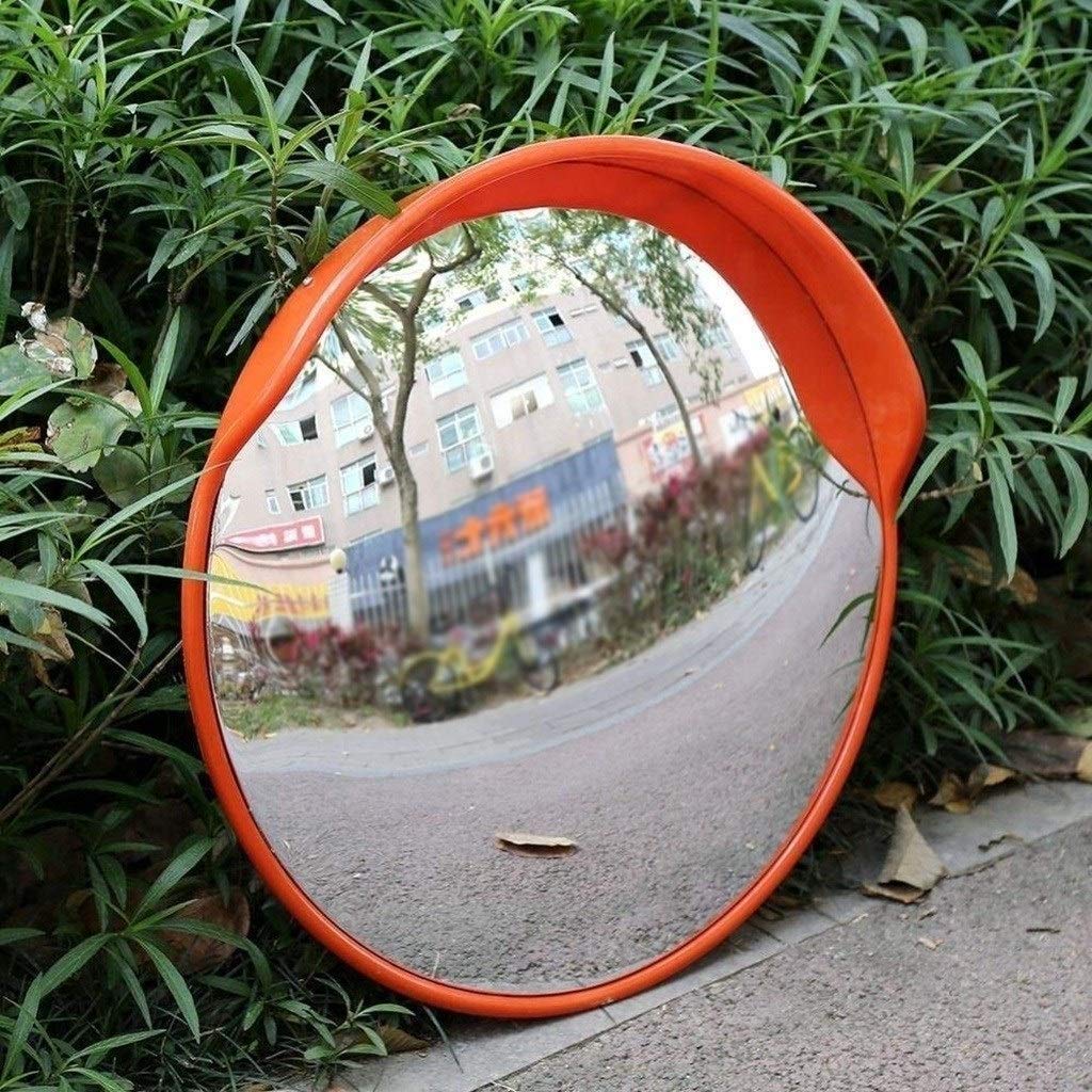 Long-Life Red Wide Angle Portable Convex Traffic Mirror - 45-120CM Adjustable (75CM Size) for Roadside Safety & Parking Lot Visibility | Durable Rotating Plastic Mirror for Driveways, Warehouses & Construction Sites