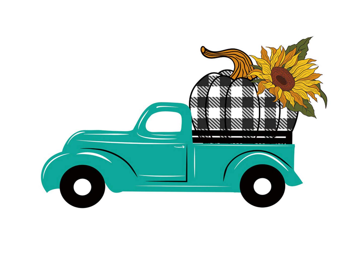 5D DIY Diamond Painting Kit - Farm Truck Flower Cross Stitch Art with Buffalo Plaid & Pumpkin Design (20x24 Inch) | Full Drill Canvas Wall Decor for Home, Office & Gift Giving