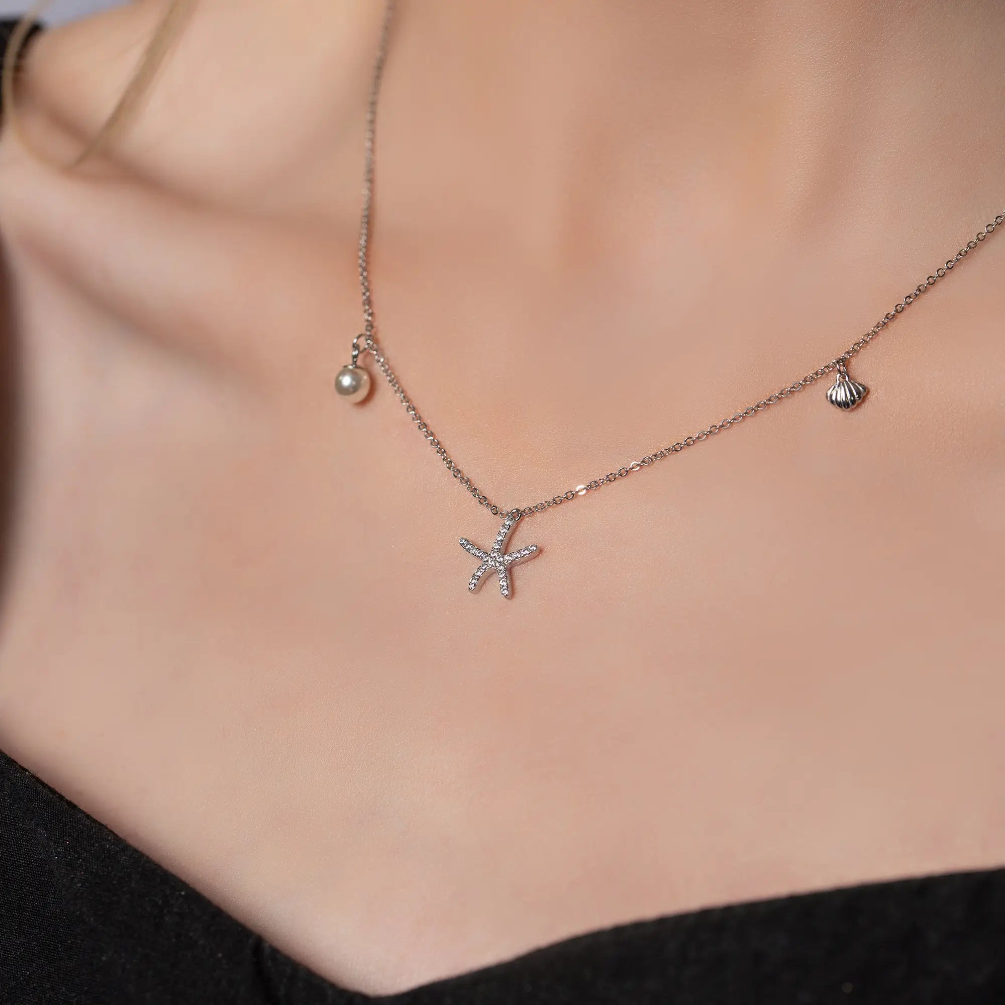 Starfish Pendant Necklace for Women - Sterling Silver Ocean Jewelry Gift for Beach Lovers, Summer Vacation & Coastal Style Accessories