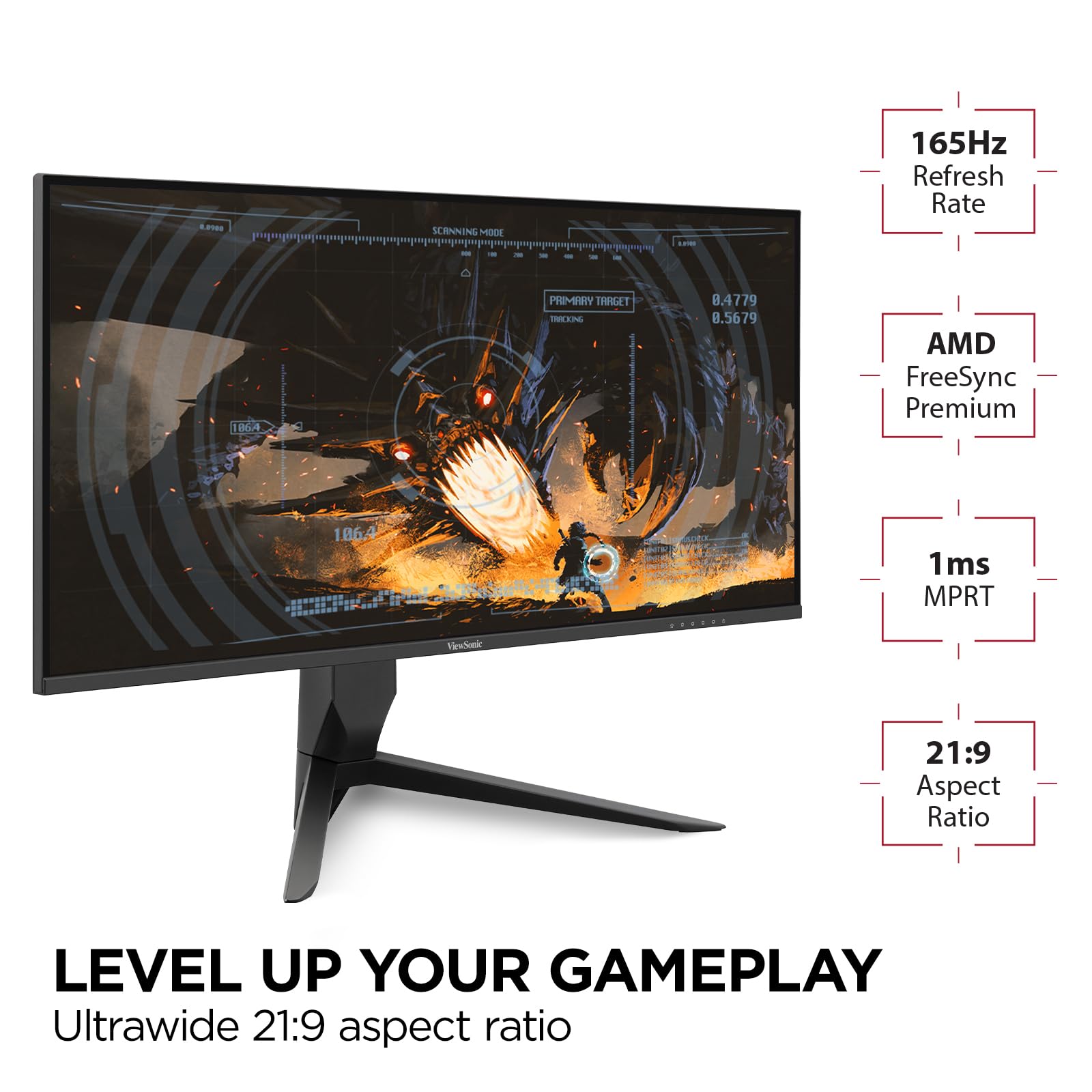 ViewSonic VX3418-2K 34 Inch Ultrawide 1440p Gaming Monitor - 165Hz, 1ms, FreeSync Premium, HDMI/DP/USB - Perfect for Esports, Work & Home Office Setup