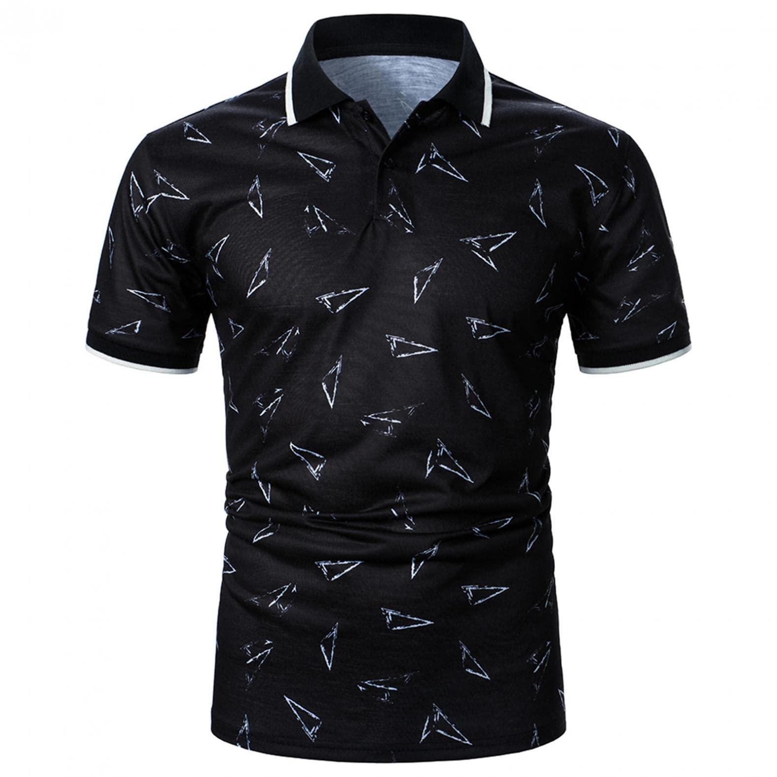 Men's Golf Polo Shirt - Short Sleeve Abstract Printed Button-Down Shirt for Casual & Tennis Wear | Breathable Moisture-Wicking Fabric for Sports & Outdoor Activities