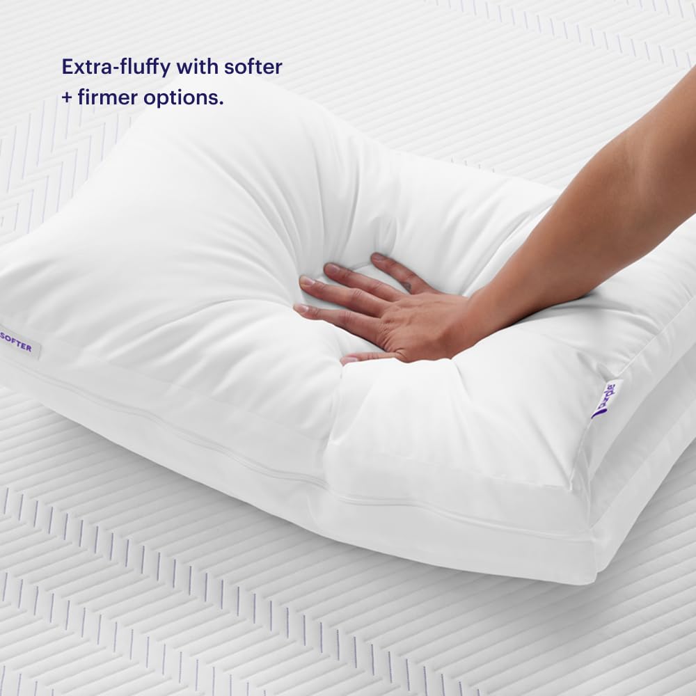 Purple TwinCloud Pillow - Adjustable Support Pillow for Soft or Firm Comfort, Ideal for Side Sleepers, White | Perfect for Neck Pain Relief & Better Sleep, Bedroom & Travel Use