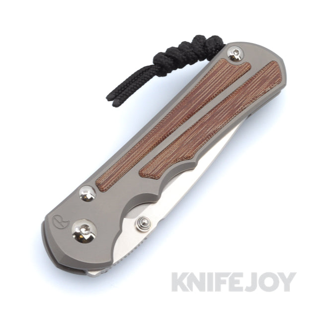 Chris Reeve Knives Large Inkosi Plain Drop Point Magnacut Blade with Natural Canvas Micarta Inlay & Glass Blasted Titanium Handles - Premium EDC Folding Knife for Outdoor, Camping, Hunting & Survival