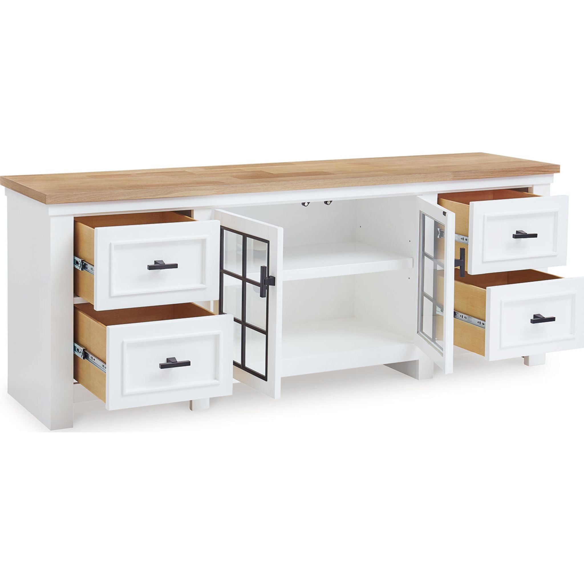 Ashbryn Modern TV Stand with Storage - White/Natural Finish for Living Room, Bedroom & Home Theater Setup
