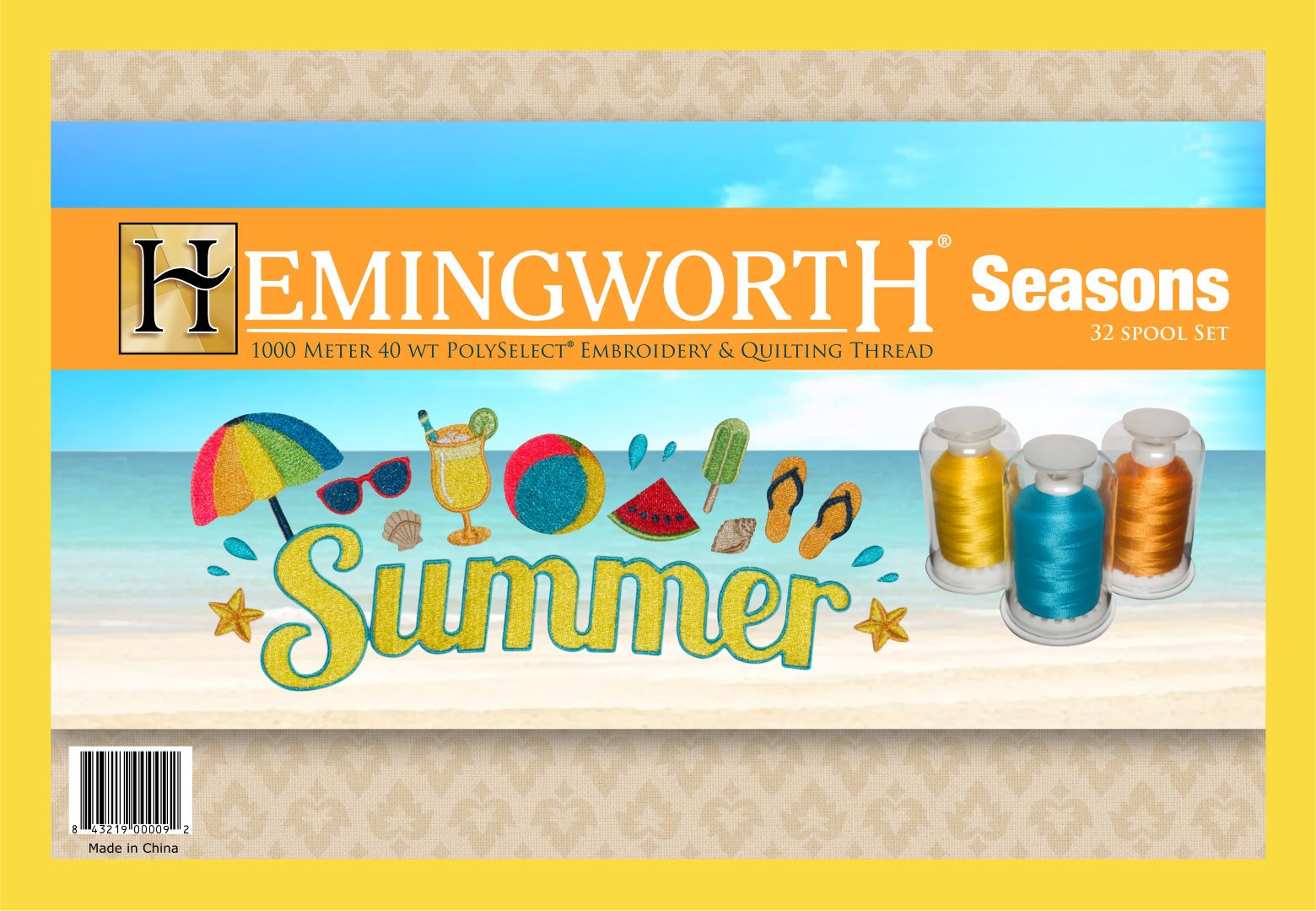 Hemingworth Seasons 32 Spool Thread Set for Sewing, Quilting & Embroidery - Perfect for Summer Crafts, DIY Projects & Fabric Art