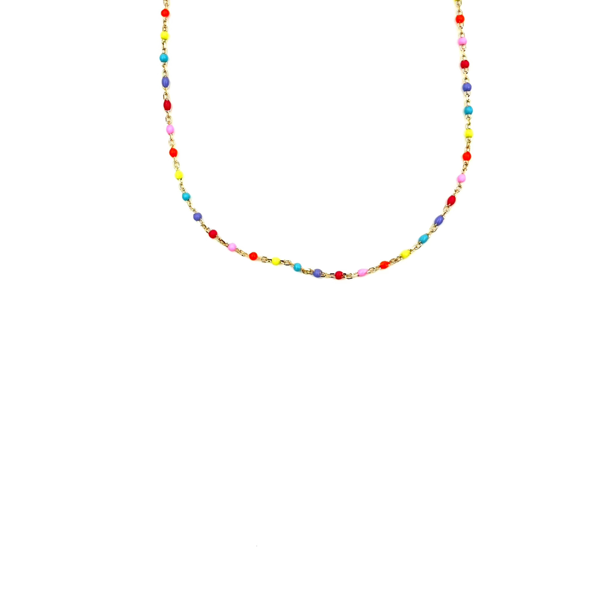 Ashley Gold Sterling Silver Wire Wrapped Enamel Beaded Necklace - Elegant Layering Piece for Women's Everyday Wear & Special Occasions