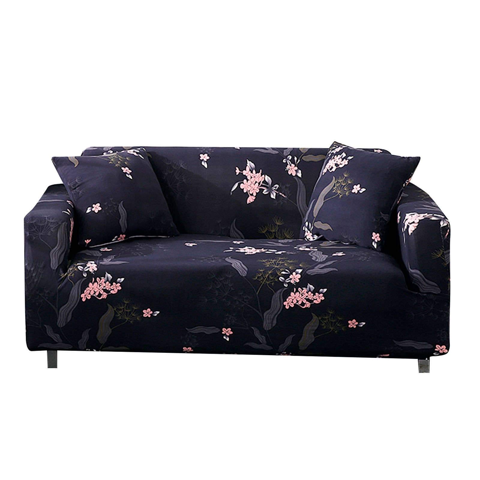 HALOUK Printed Stretch Sofa Slipcover - 1 Piece 3-Cushion Couch Cover (90-140cm Small) - Furniture Protector with Pillow Case - Perfect for Living Room, Home Decor & Pet Protection