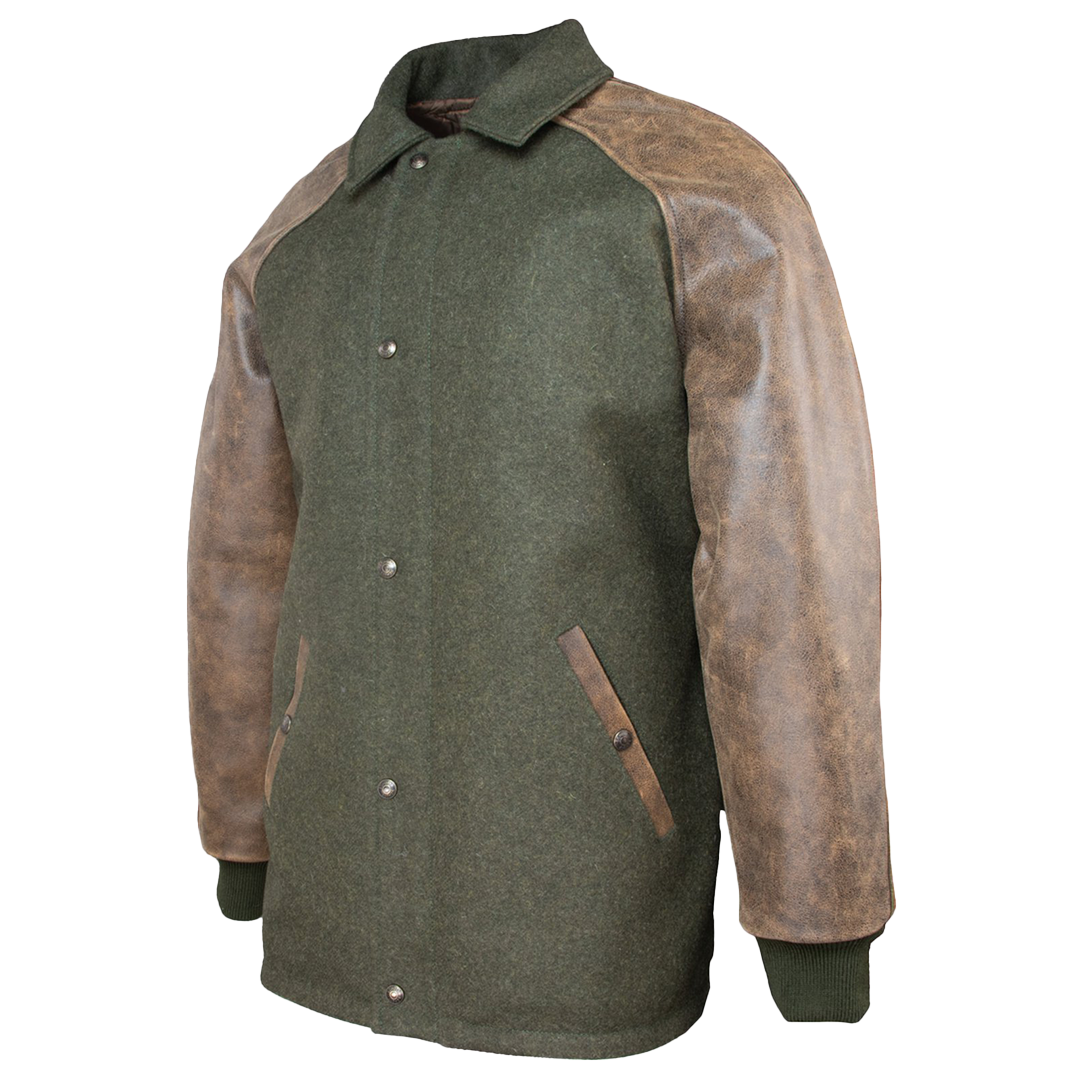 Schott NYC Men's Wool Coach Jacket - Classic Olive Green Outerwear for Fall & Winter | Perfect for Casual Outings, Travel & Urban Style