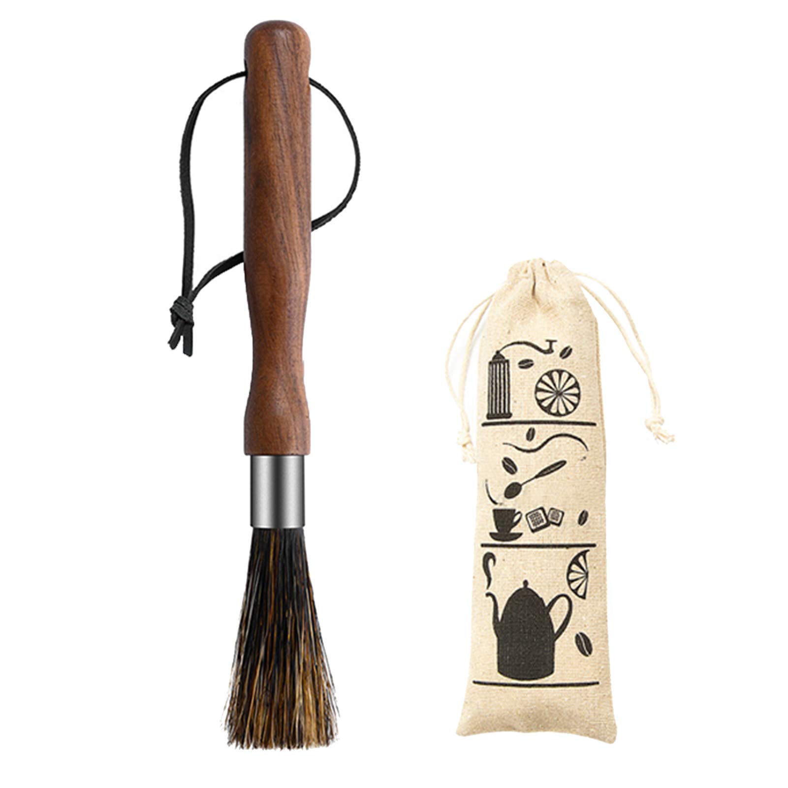 Premium Coffee Grinder Cleaning Brush with Long Wooden Handle - Fine Bristle Cleaning Tool for Coffee Machines & Grinders - Perfect for Baristas & Home Coffee Enthusiasts