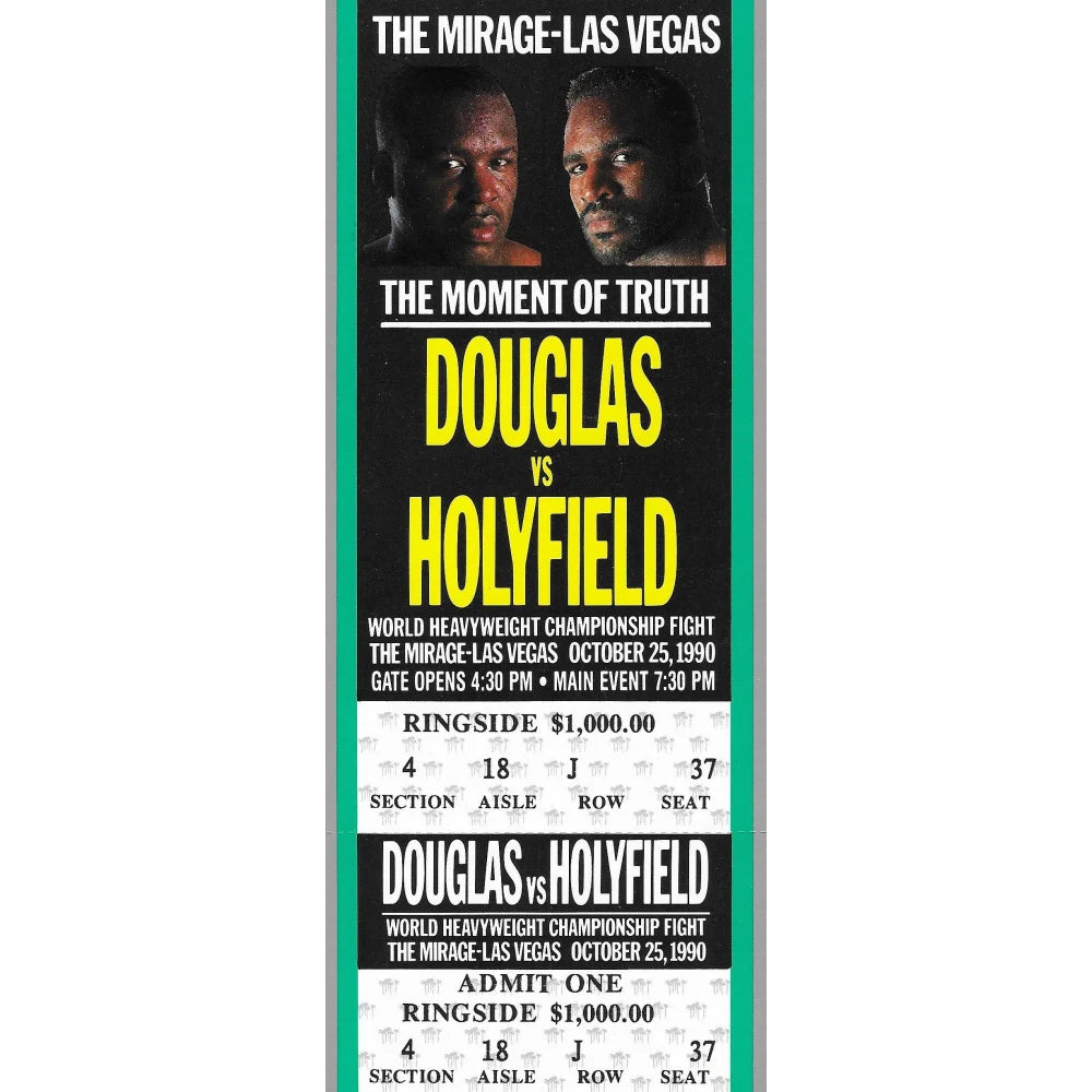 Authentic Buster Douglas vs. Evander Holyfield Boxing Fight Ticket - October 25, 1990 Collectible | Vintage Sports Memorabilia for Boxing Fans & Collectors | Perfect for Framing, Display, or Investment