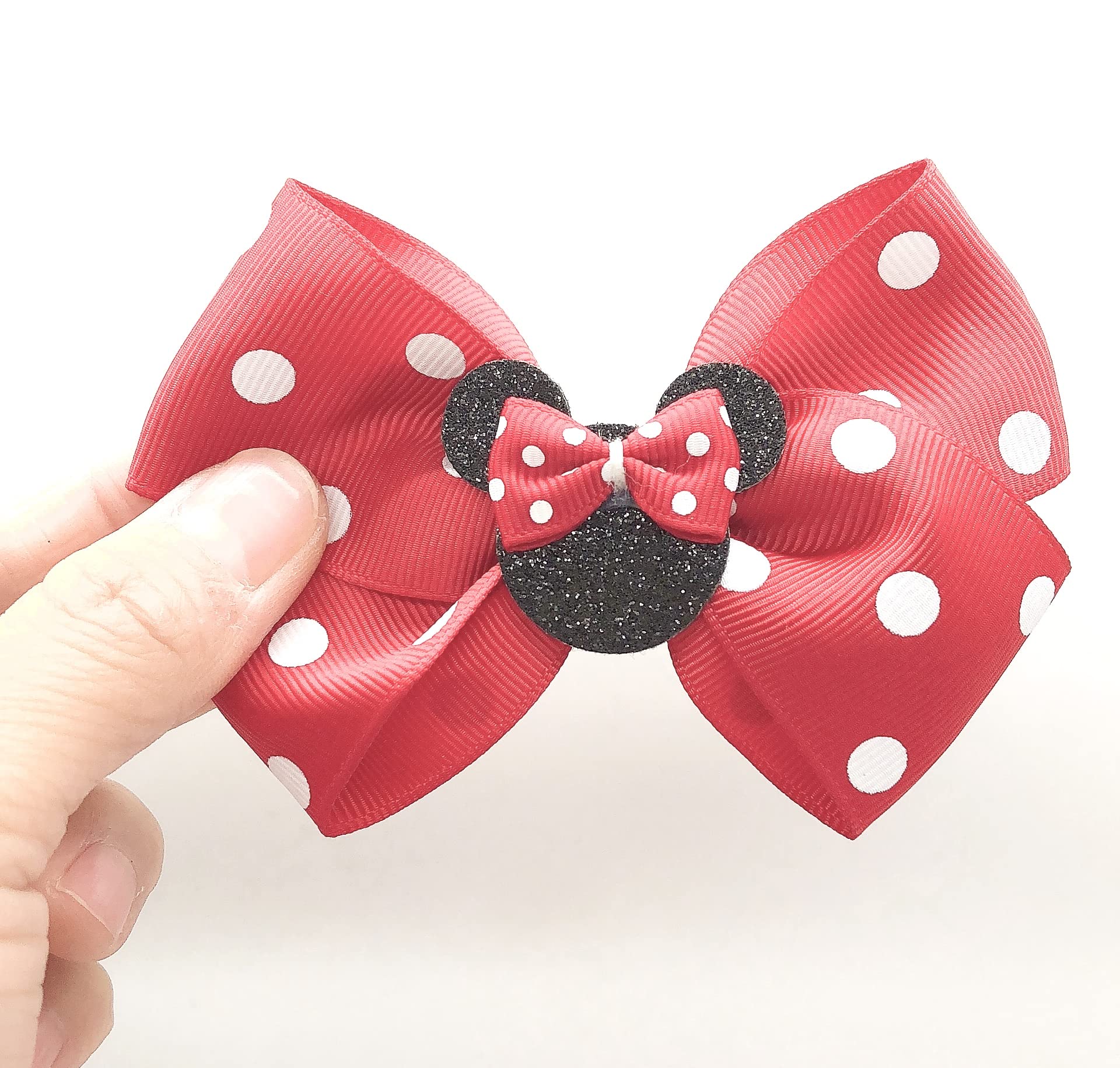 **Cute Baby Girl Mouse Ears Hair Bows Clips - 4pcs Polka Dot Hair Accessories for Kids, Girls & Women - Perfect for Glitter Parties, Princess Decorations & Cosplay**