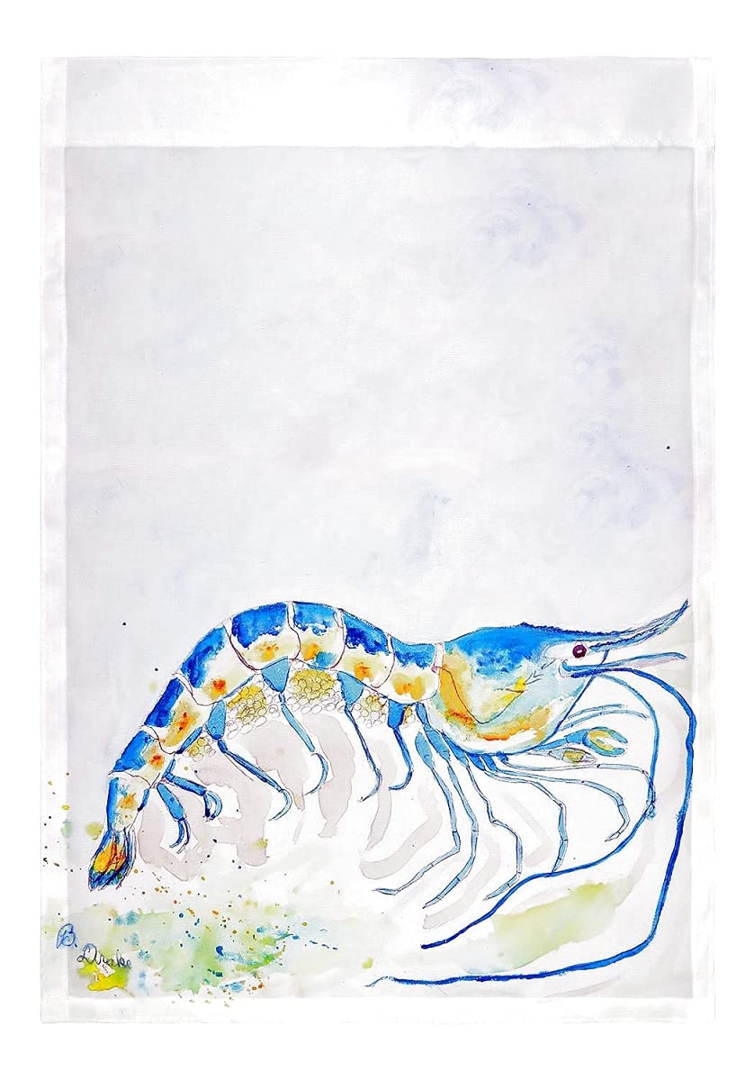 Betsy Drake FL753 12.5 x 18 Inch Blue Shrimp Flag - Decorative Coastal Nautical Banner for Beach House, Boat Party & Seafood Restaurant Decor
