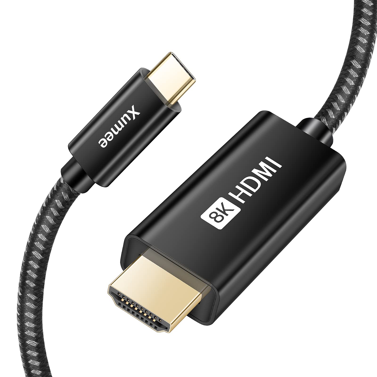 Xumee USB C to HDMI Cable 8K@30Hz & 4K@120Hz, 48Gbps Thunderbolt 3/4 to HDMI Adapter - Compatible with iPhone 15 Pro Max/Pro/Plus, MacBook Pro/Air, iPad Pro, Surface Pro - Perfect for Home Theater, Gaming & Office Presentations (6.6FT/2M)