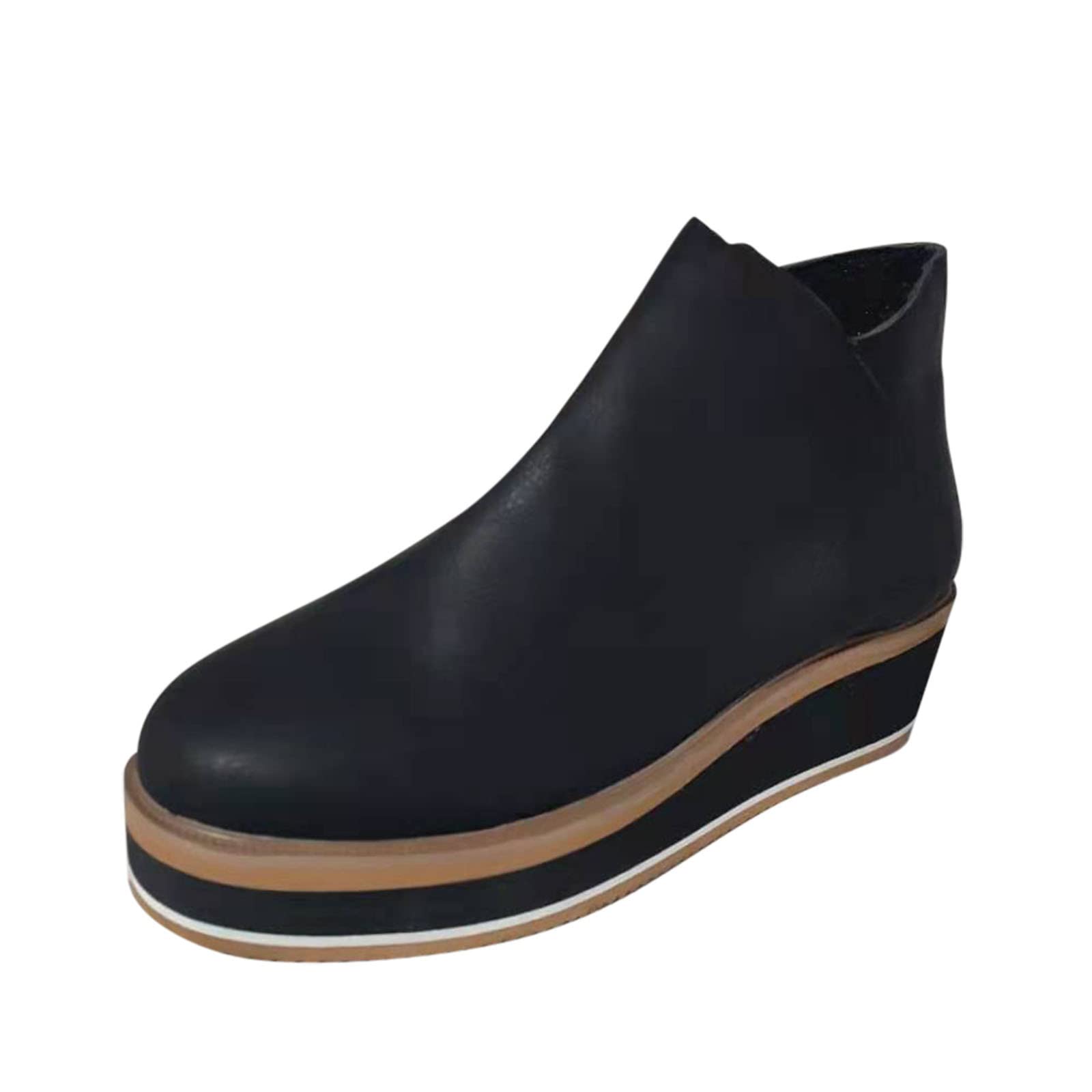 Women's Ankle Boots with Side Zipper - Chunky Heel Wedge Platform, Waterproof Rain Boots in Plus Sizes & Multiple Colors | Perfect for Fall, Winter & Outdoor Activities