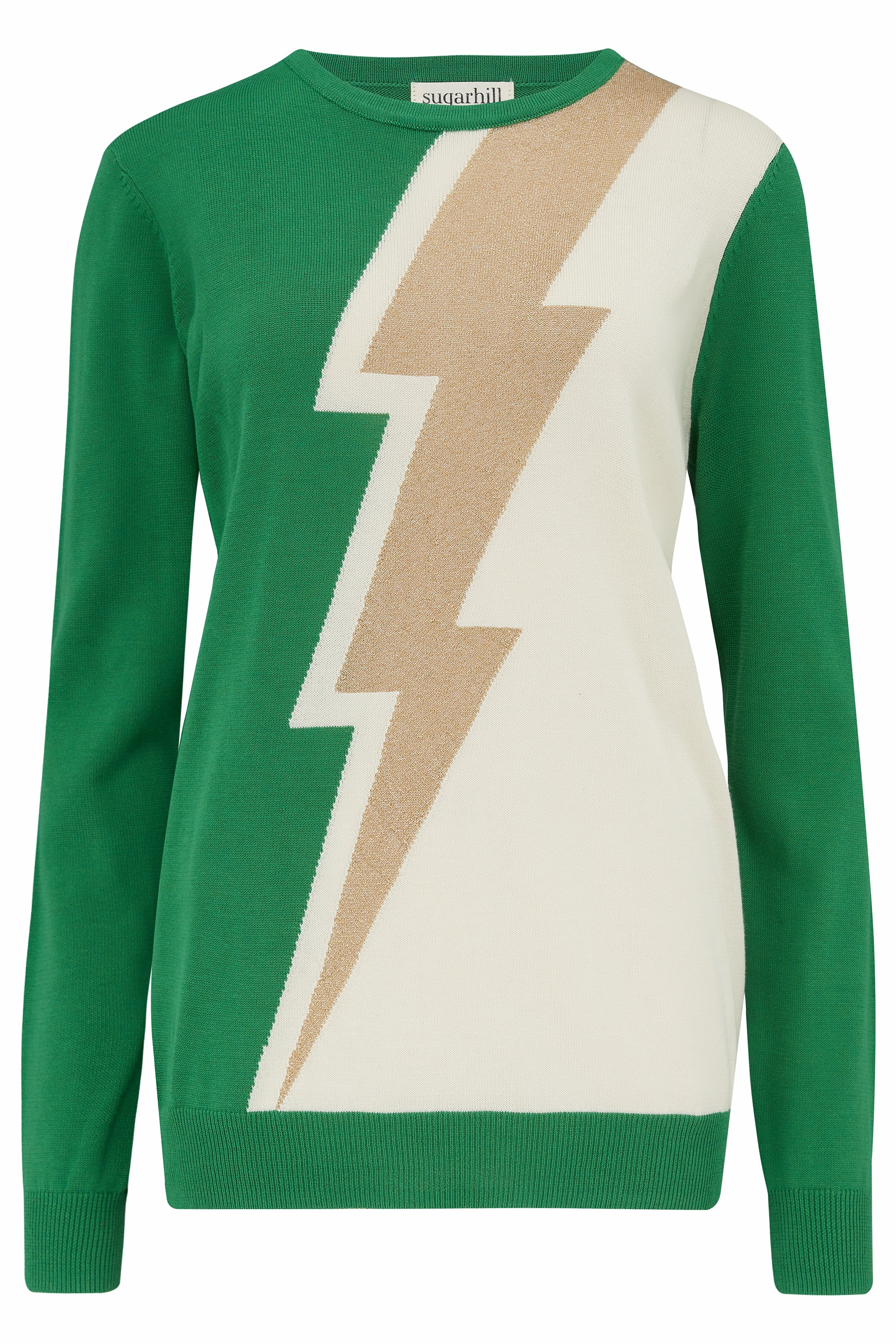 Astrid Jumper | Green Lightning Shimmer Knit Sweater for Women - Perfect for Casual Outings & Holiday Parties