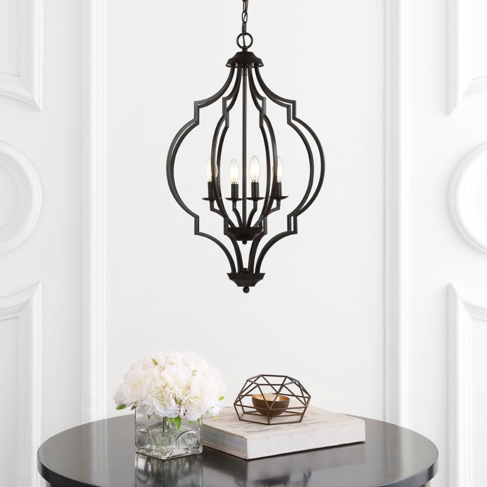 Selema 19-Inch Adjustable Iron Ogee Lantern LED Pendant Light - Perfect for Farmhouse, Entryway, and Kitchen Lighting