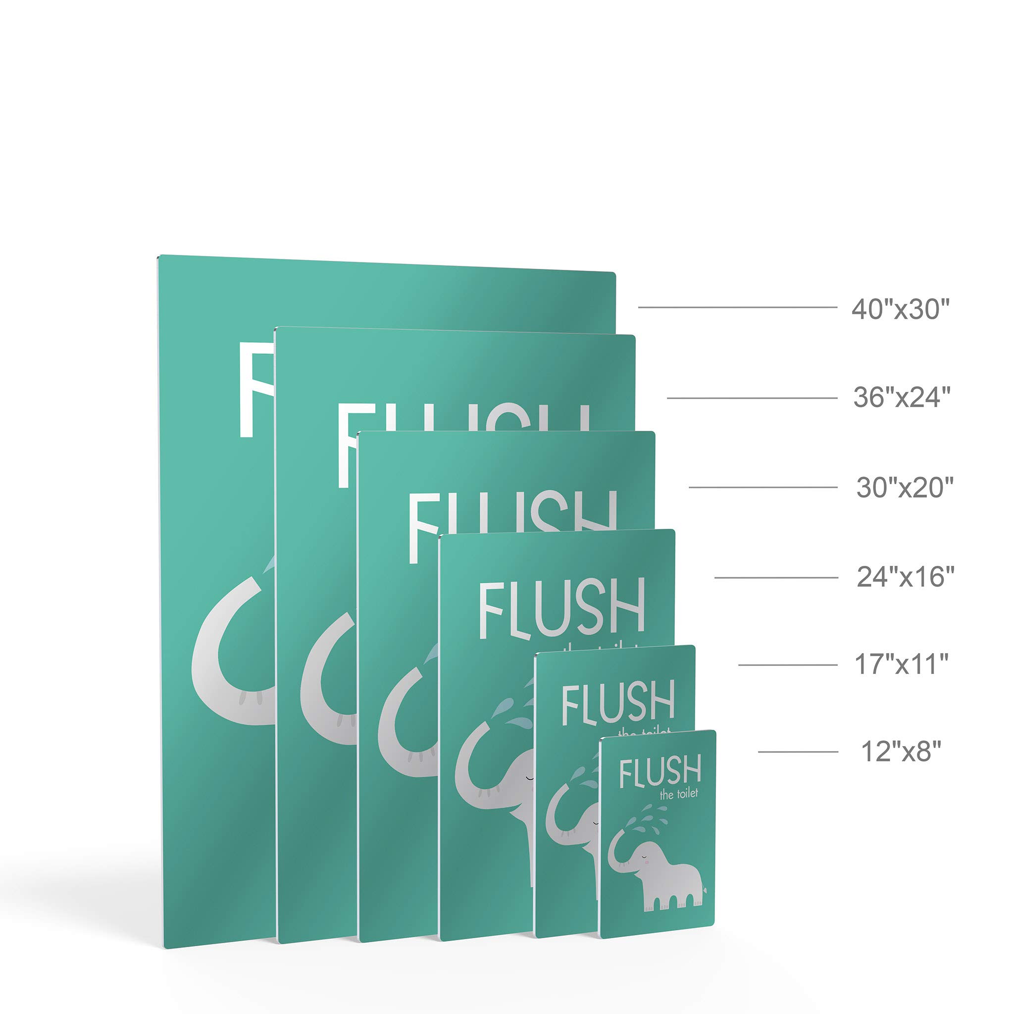 Funny Elephant Bathroom Wall Art - 'Flush The Toilet' Quote Metal Print for Kids & Nursery Decor - Ready to Hang Home Decor (30x20 Inches) | Perfect for Bathroom, Kids Room & Playroom | Made in USA