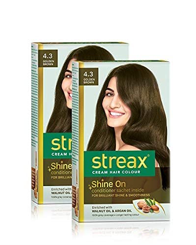 Streax Permanent Hair Color Cream for Women - 100% Gray Coverage with Argan & Walnut Oil - Long Lasting 7.3 Golden Blonde Hair Dye (120ml, Pack of 2) - Perfect for At-Home Salon Quality Hair Coloring & Touch-Ups