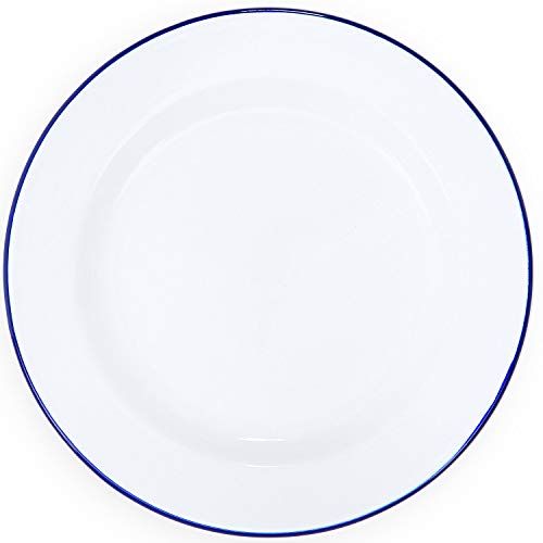 Vintage Blue Rim Crow Canyon Dinner Plates 10.25 Inch - Set of 4 Ceramic Plates for Everyday Dining, Dinner Parties & Home Decor