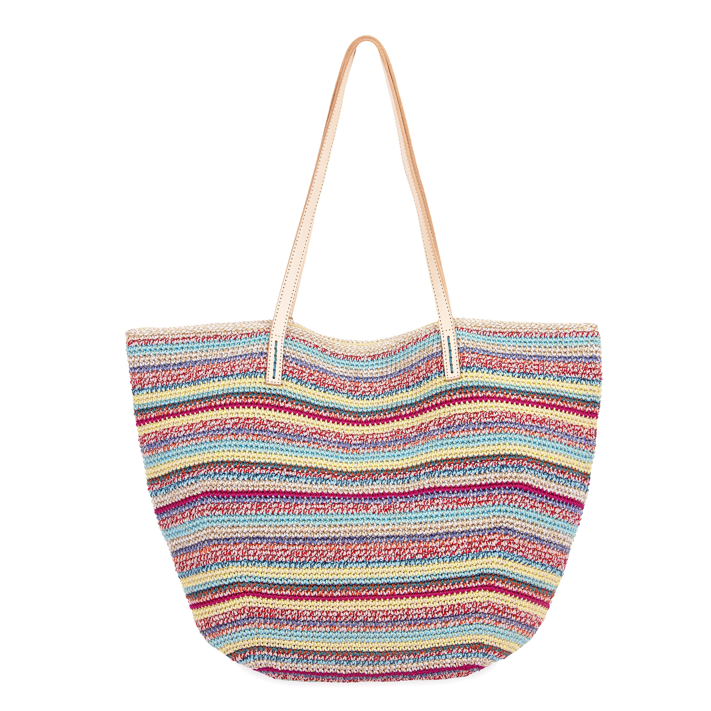 Faye Large Hand Crochet Tote Bag - Eden Stripe Pattern - Perfect for Beach, Shopping & Everyday Use
