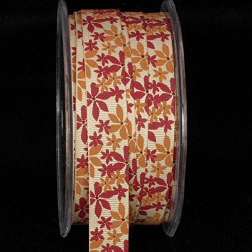 Cream White & Brown Floral Wired Craft Ribbon - 0.5 Inch x 54 Yards - Perfect for Gift Wrapping, DIY Projects, Wedding Decorations and Scrapbooking