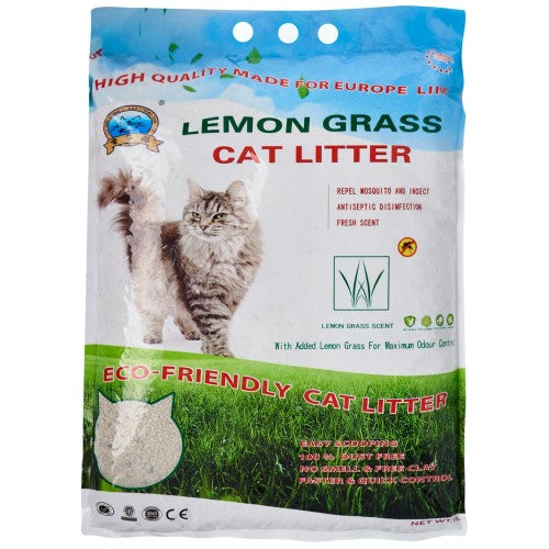 Premium Bentonite Cat Litter with Natural Lemongrass Scent - Odor Control Clumping Cat Sand for Kittens & Adult Cats - Ideal for Multi-Cat Homes & Small Spaces