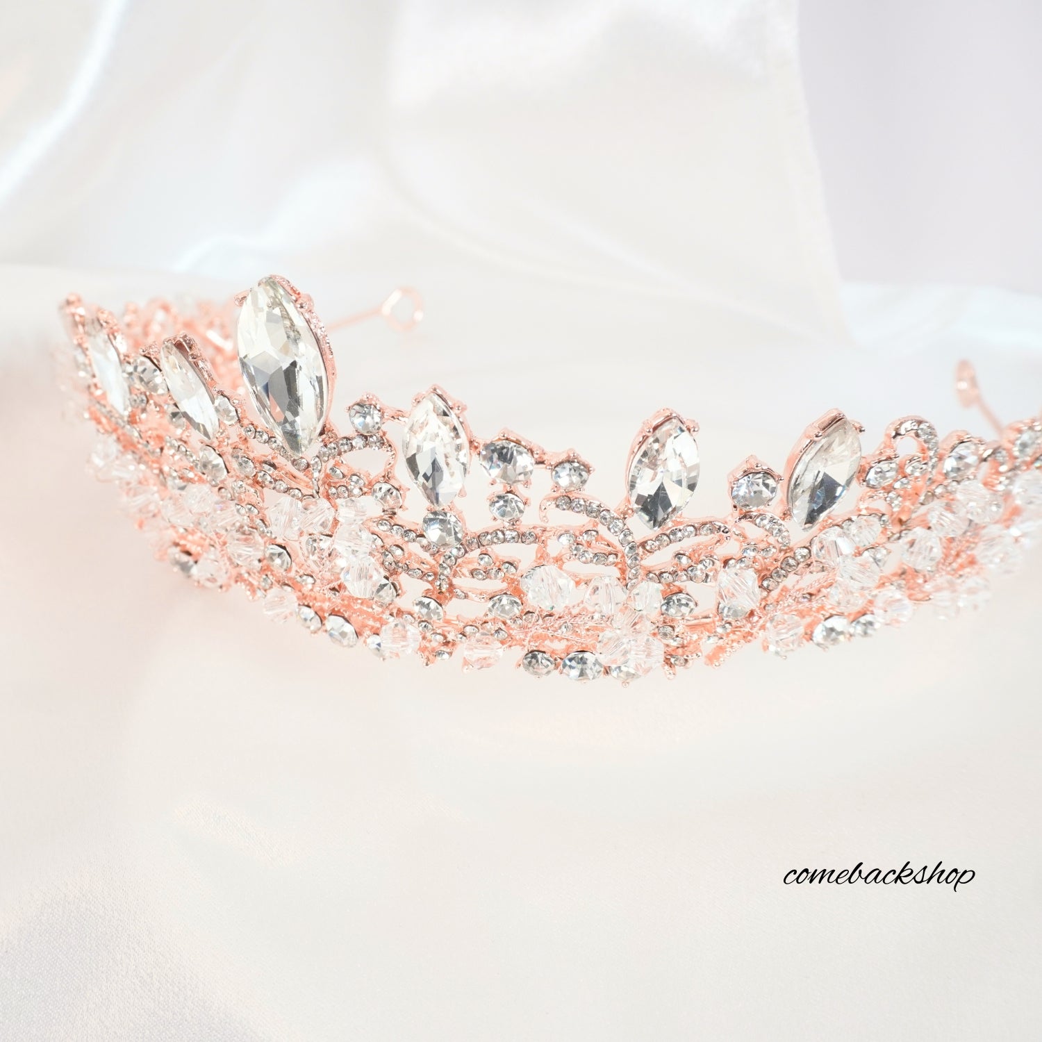Sparkling Pink Crystal Rhinestone Crown for Women & Girls - Baroque Bridal Tiara for Weddings, Costume Parties & Princess-Themed Events