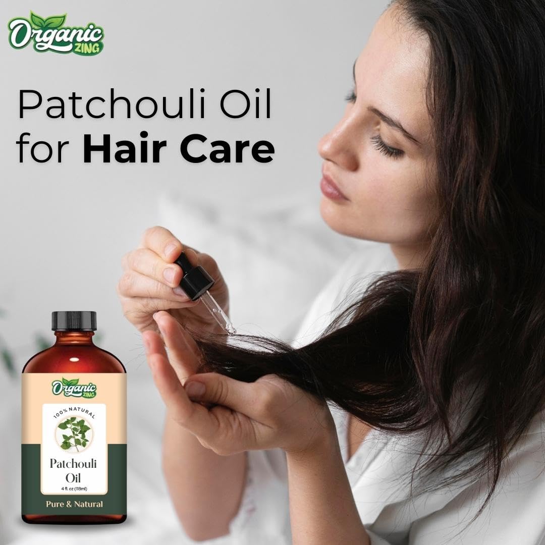 Organic Pure & Natural Patchouli Essential Oil for Skin, Face, Hair Care - Aromatherapy, Diffuser, Massage - 4oz (118ml) - Perfect for Relaxation, Stress Relief & DIY Beauty Products