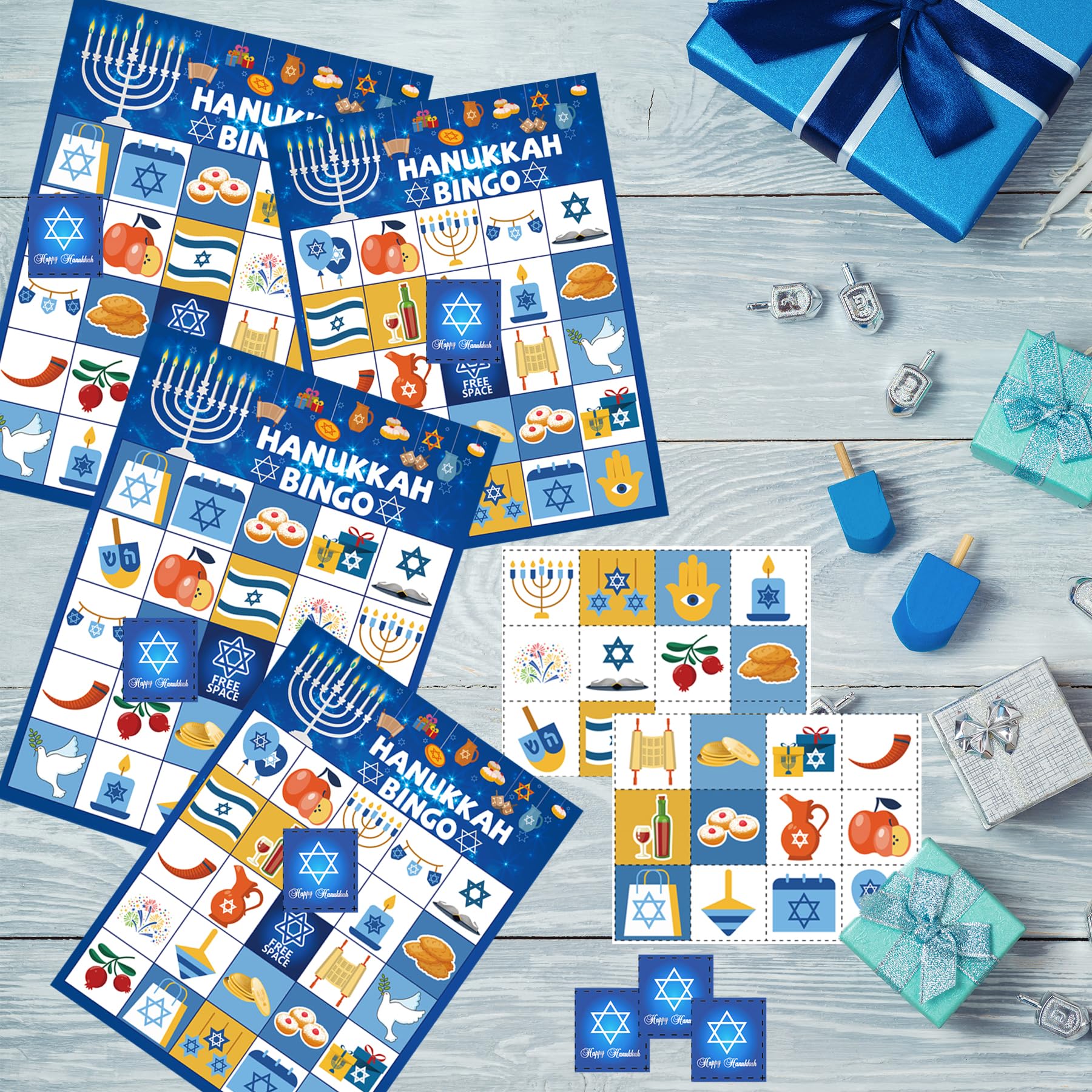 Hanukkah Bingo Game Set - Fun Chanukah Party Games for Kids & Adults with Menorah Bingo Cards (Up to 24 Players) - Perfect for Family Gatherings, Holiday Parties & Classroom Activities
