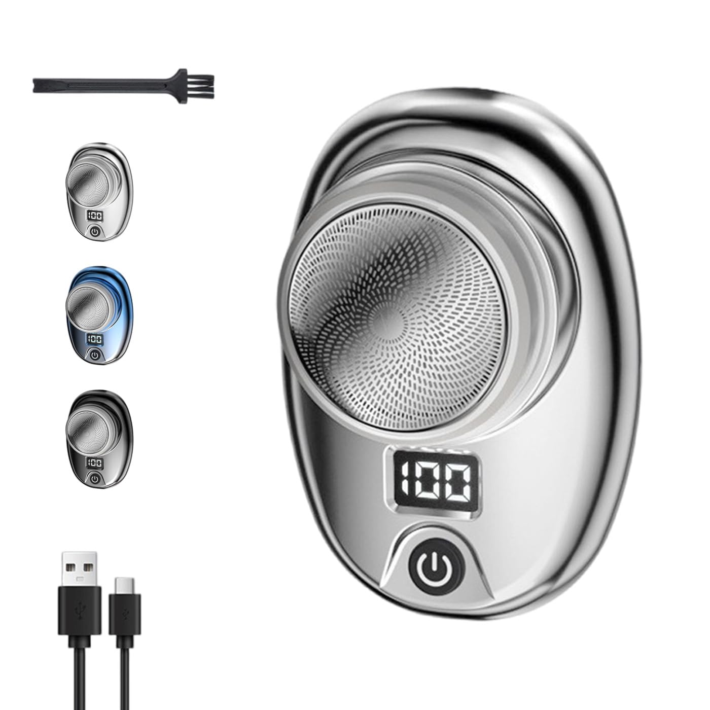 Pyrinov Electric Shaver - Mini Portable USB Rechargeable & Waterproof Shaver for Men, Smooth & Painless Shaving, Perfect for Travel, Gym & Daily Use (Silver)