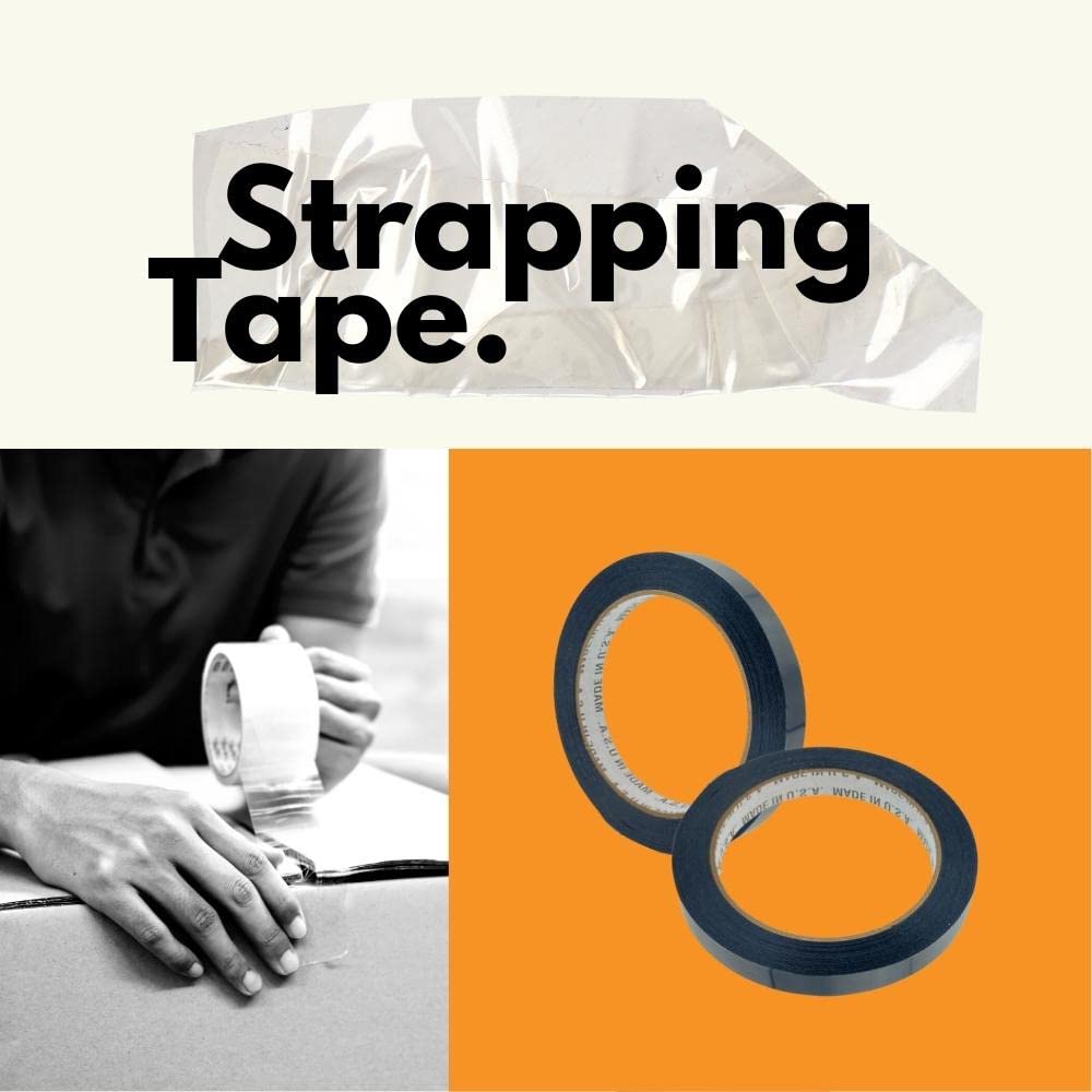 PSBM Heavy Duty Strapping Tape 0.375 Inch x 60 Yards (6912 Pack) - 3/8 Inch Black Polypropylene Tape for Bundling, Palletizing & Reinforcement | Ideal for Shipping, Moving Boxes & Warehouse Packaging