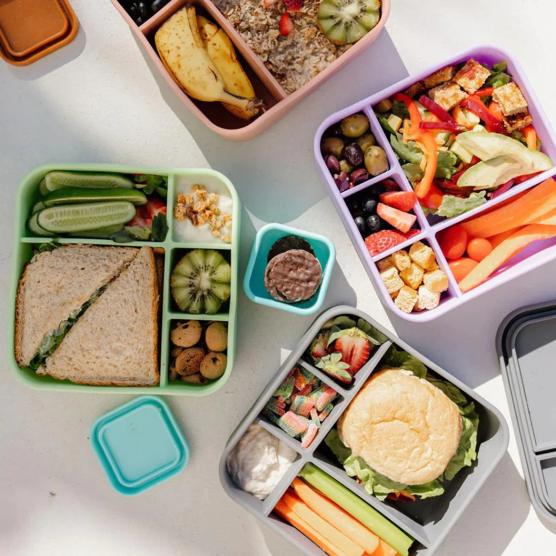 Zero Waste Reusable Silicone Lunch Box - Eco-Friendly Food Storage Container for Meal Prep, Bento Box, Kids Lunch - Microwave & Dishwasher Safe - Lilac Purple - Perfect for Office, School, Picnics & Travel